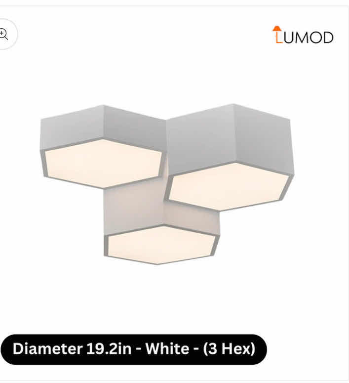 Photo 1 of NIB - BESSIE ELEGANT WHITE 3 HEADHEXAGON SHAPED LED CEILING LIGHT DIAMETER 19.2” LL-1133-MF