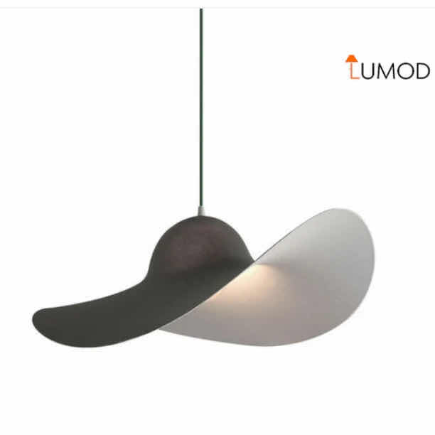 Photo 1 of NIB - ORVIN MODERN BLACK & WHITE HAT HANGING PENDANT LIGHT DIAMETER 16” LL-1050-MF