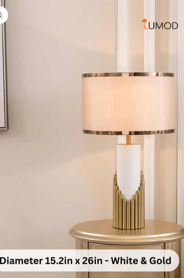 Photo 1 of NIB - ISLA  LUXURY GOLD BASE & NARBLE TABLE LAMP 15.2“ x 26“ LL-1045MF