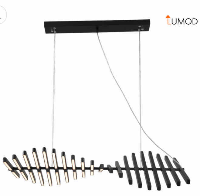 View 1 of BIB - HAGEN NORDIC FISHBONE BLACK & WHITE LUXURY LED CHANDELIER 60” x 18.8” LL-1054-MF