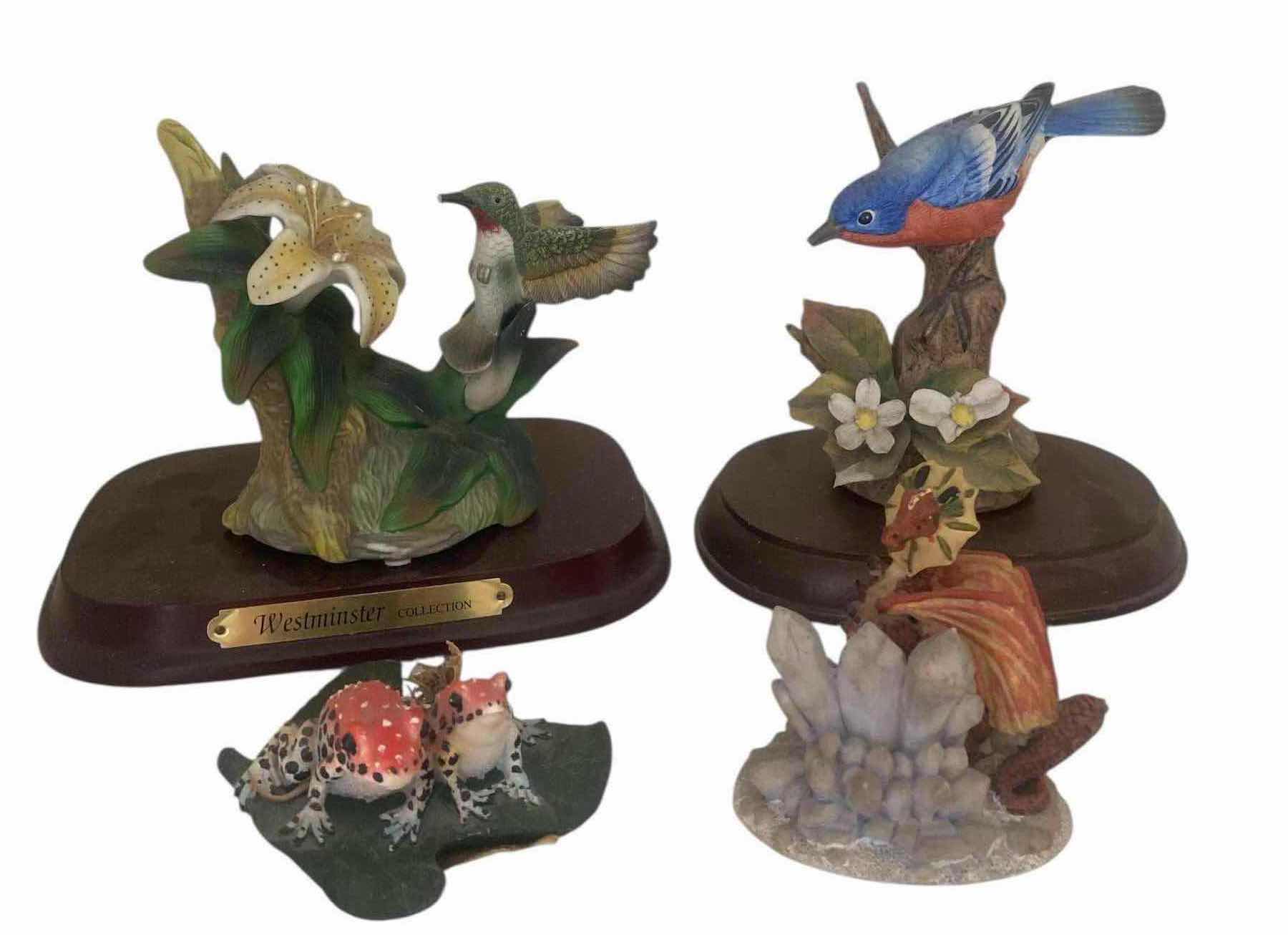 Photo 1 of 4 - PORCELAIN SCULPTURES BIRDS FROGS & GIRAFFE LARGEST 6” x 5”