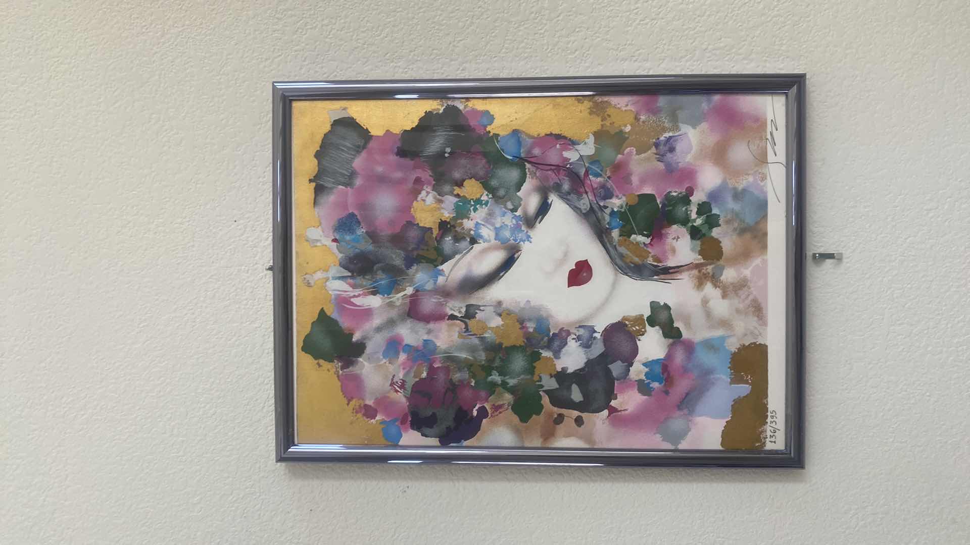 Photo 2 of FRAMED LIMITED EDITION SILKSCREEN BY SUZANNE MARIE “FEMALE PORTRAIT” SIGNED NUMBERED ARTWORK 13” x 17”