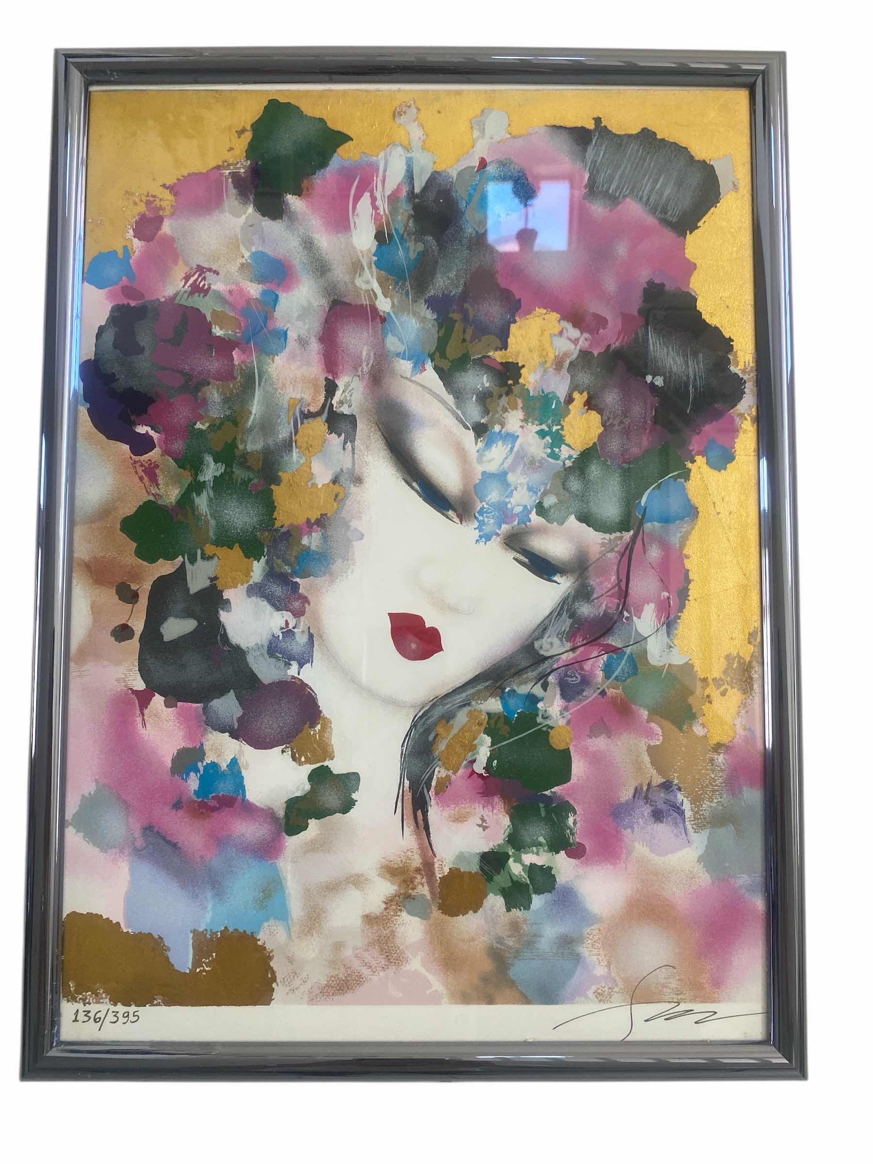 Photo 1 of FRAMED LIMITED EDITION SILKSCREEN BY SUZANNE MARIE “FEMALE PORTRAIT” SIGNED NUMBERED ARTWORK 13” x 17”