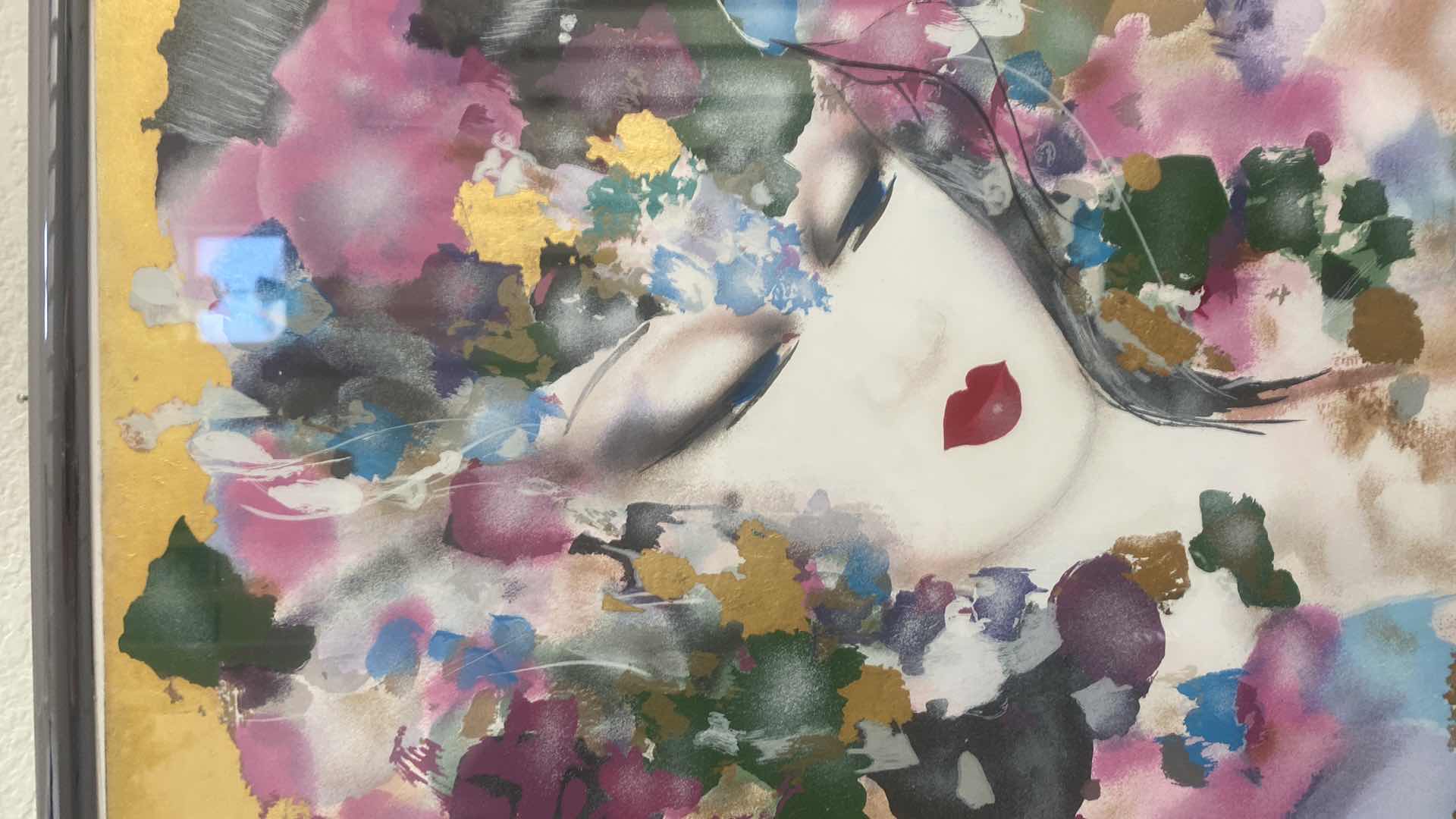 Photo 5 of FRAMED LIMITED EDITION SILKSCREEN BY SUZANNE MARIE “FEMALE PORTRAIT” SIGNED NUMBERED ARTWORK 13” x 17”