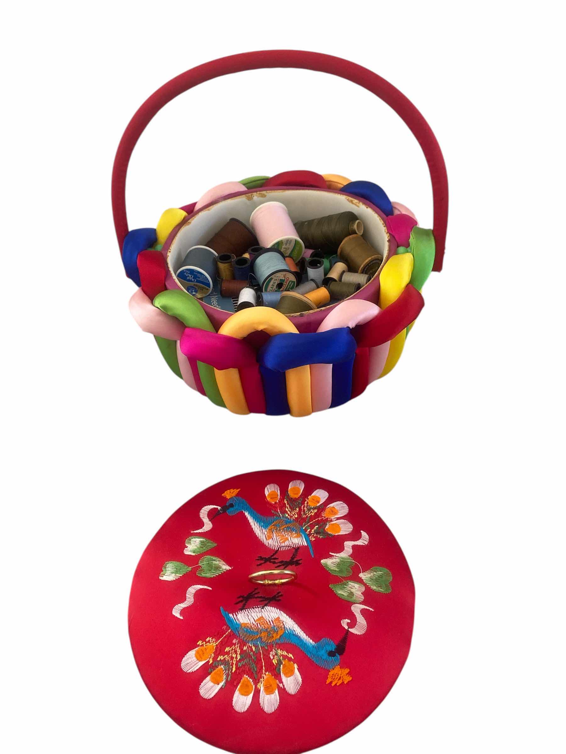 Photo 1 of BRIGHT SEWING BASKET WITH CONTENTS 10” x 9”