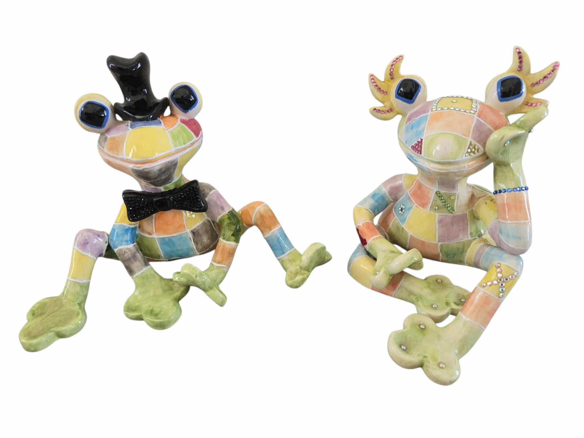 Photo 1 of PAIR OF CERAMIC FROGS 9 1/2” x 7”