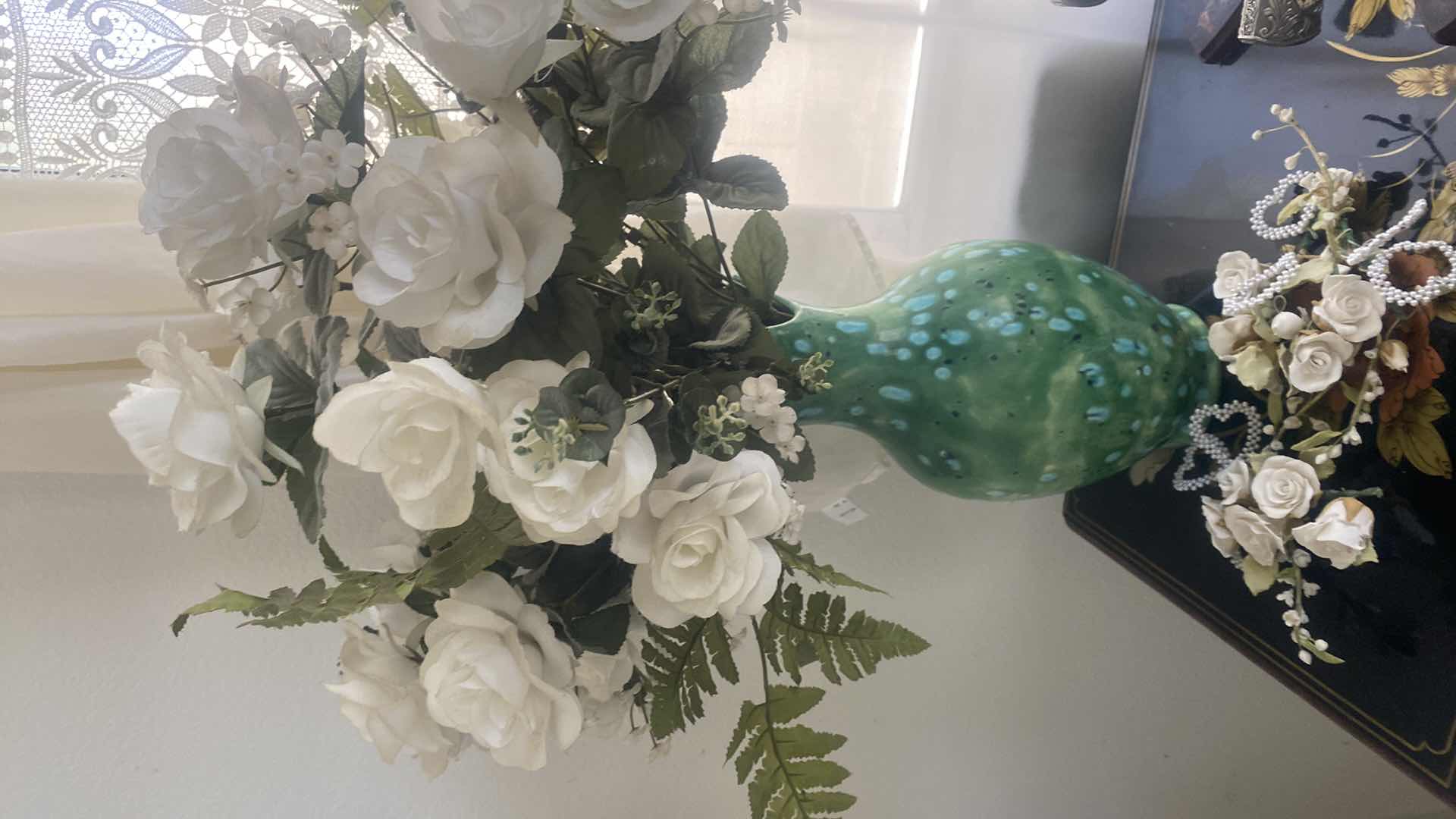 Photo 2 of SUN CERAMIC VASE WITH FAUX FLORAL VASE H12”