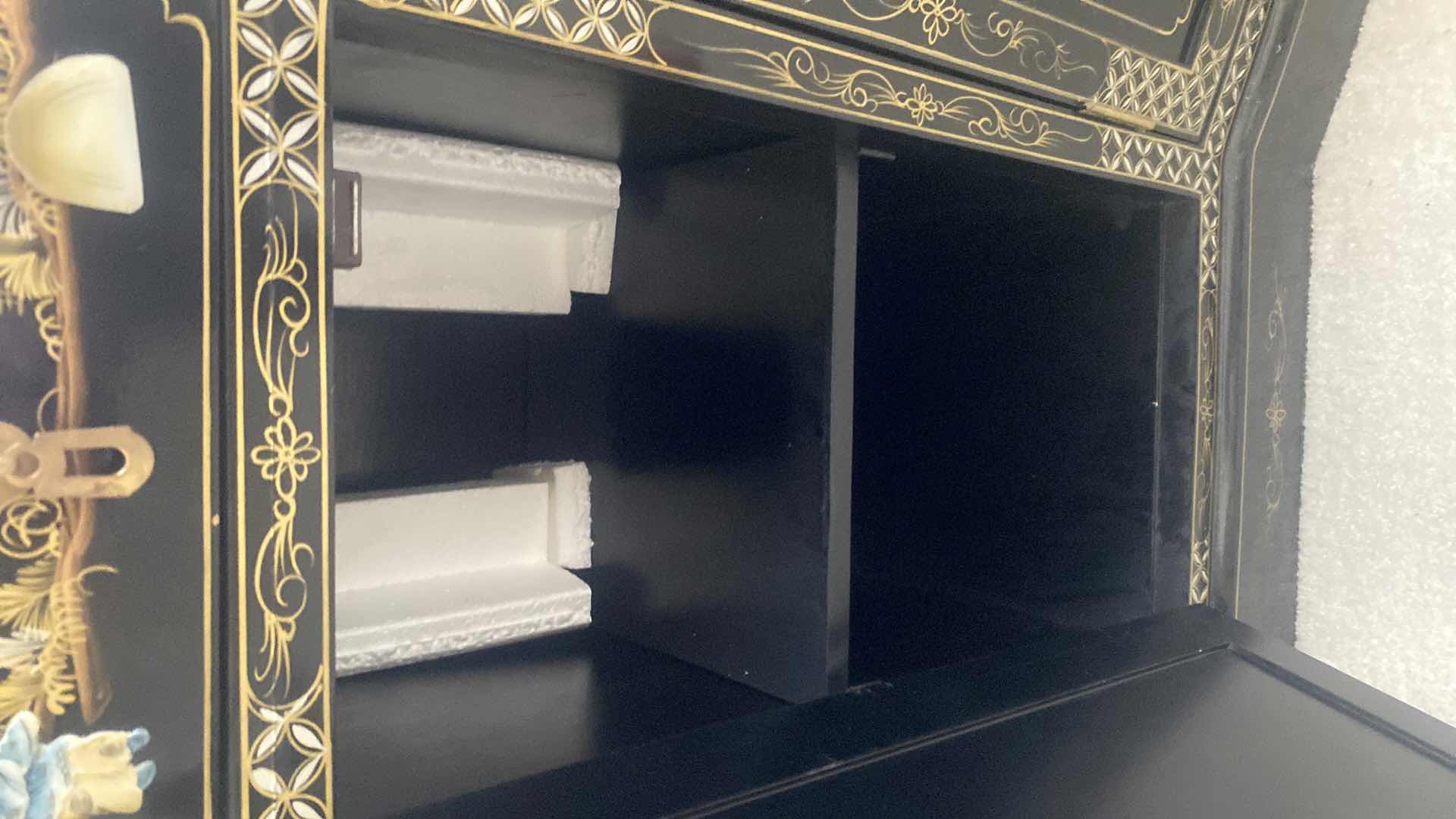 Photo 9 of CHINESE BLACK LACQUER WITH MOTHER OF PEARL SIDEBOARD 48“ x 16“ H33 1/2”