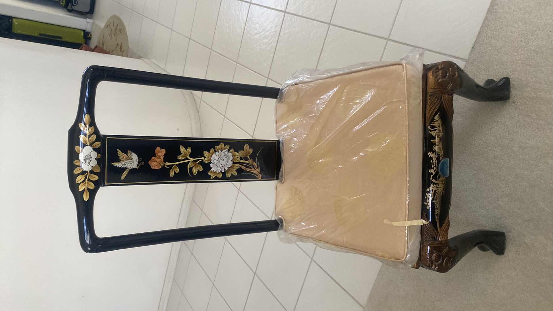 Photo 4 of BLACK LACQUER DINING SIDE CHAIR WITH CUSHION / MOTHER OF PEARL (6 side chairs 2 armchairs and table available all sold separately)