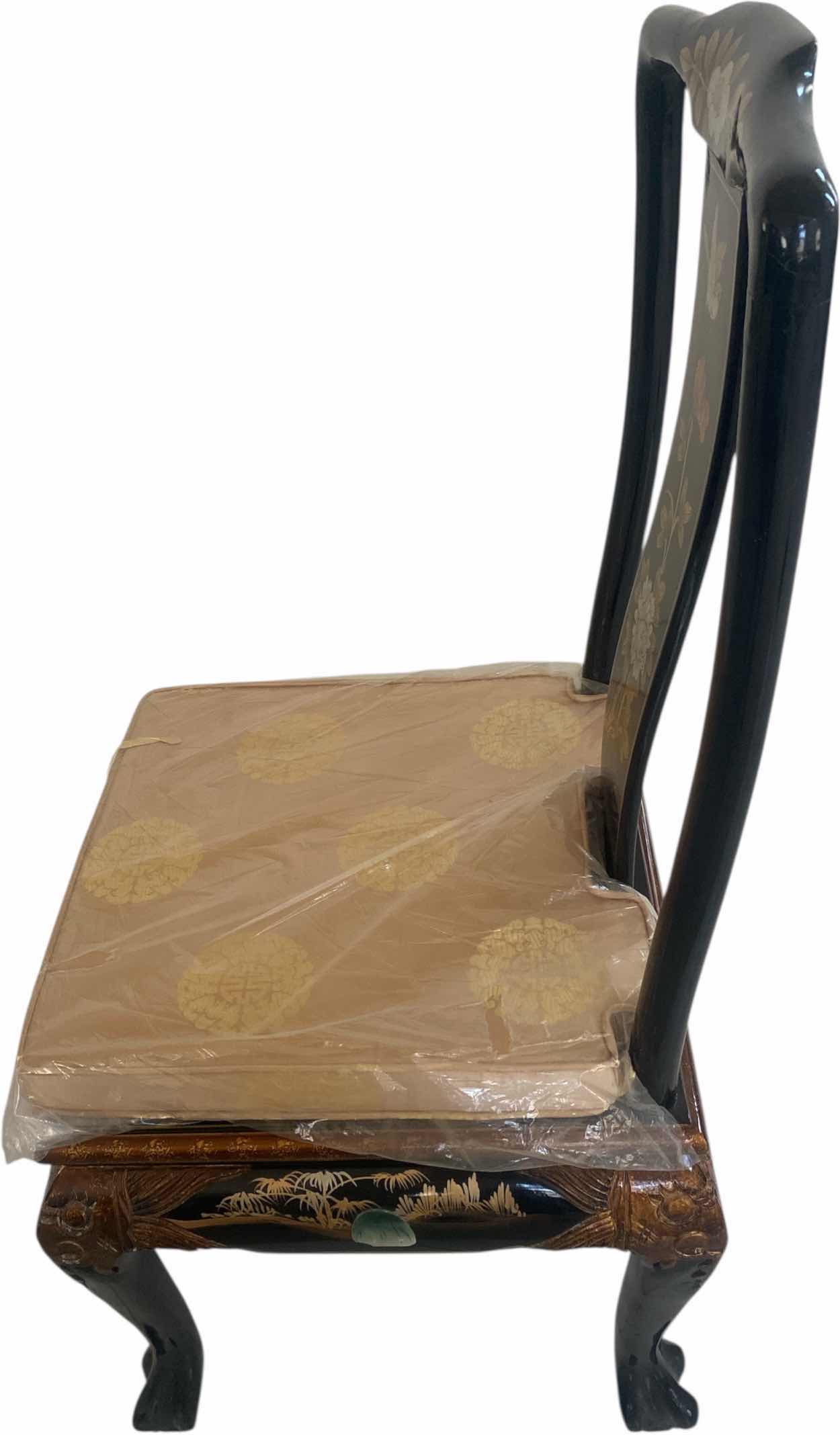 Photo 1 of BLACK LACQUER DINING SIDE CHAIR WITH CUSHION / MOTHER OF PEARL (6 side chairs 2 armchairs and table available all sold separately)