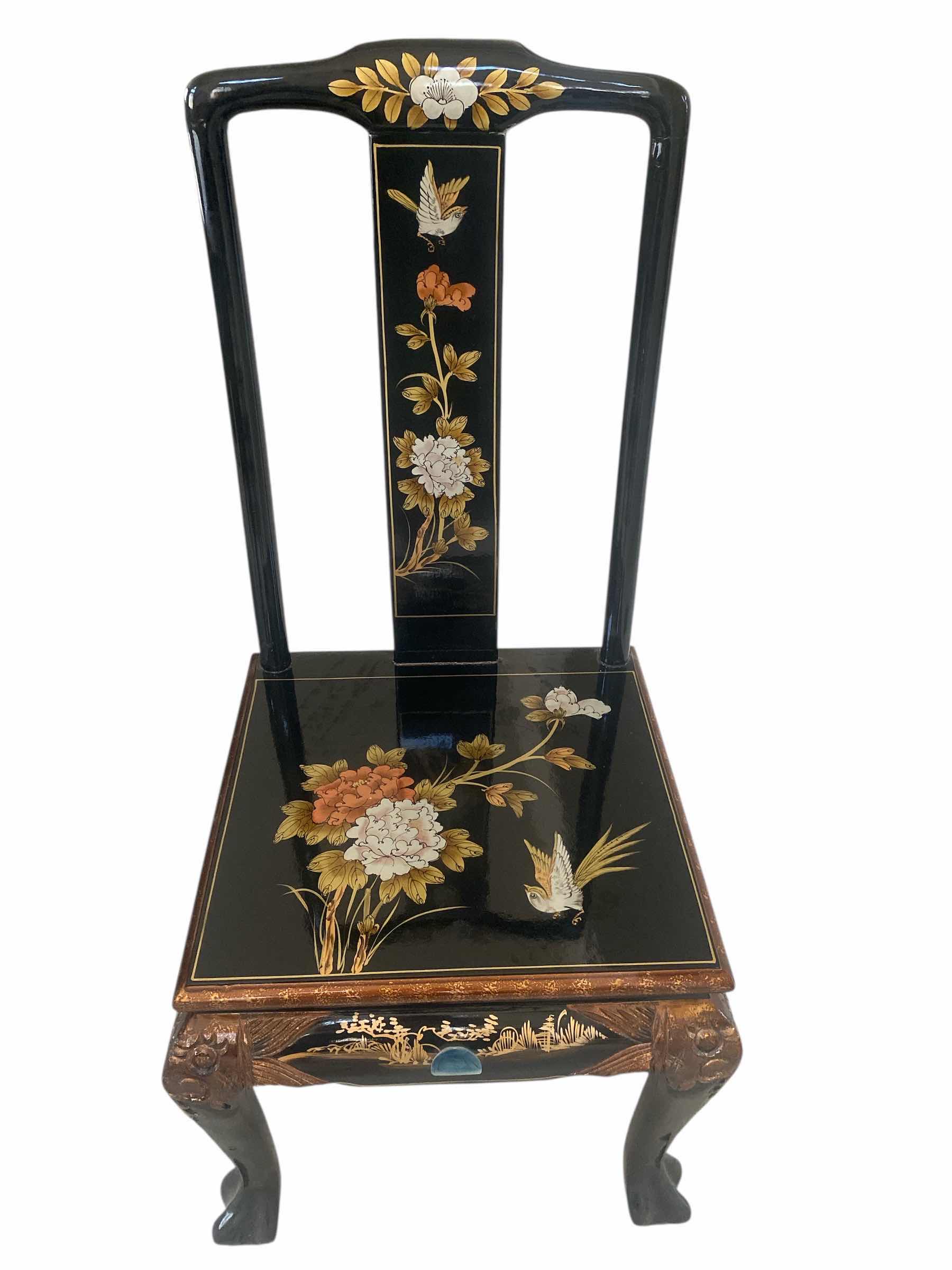 Photo 1 of BLACK LACQUER DINING SIDE CHAIR WITH CUSHION / MOTHER OF PEARL (6 side chairs 2 armchairs and table available all sold separately)