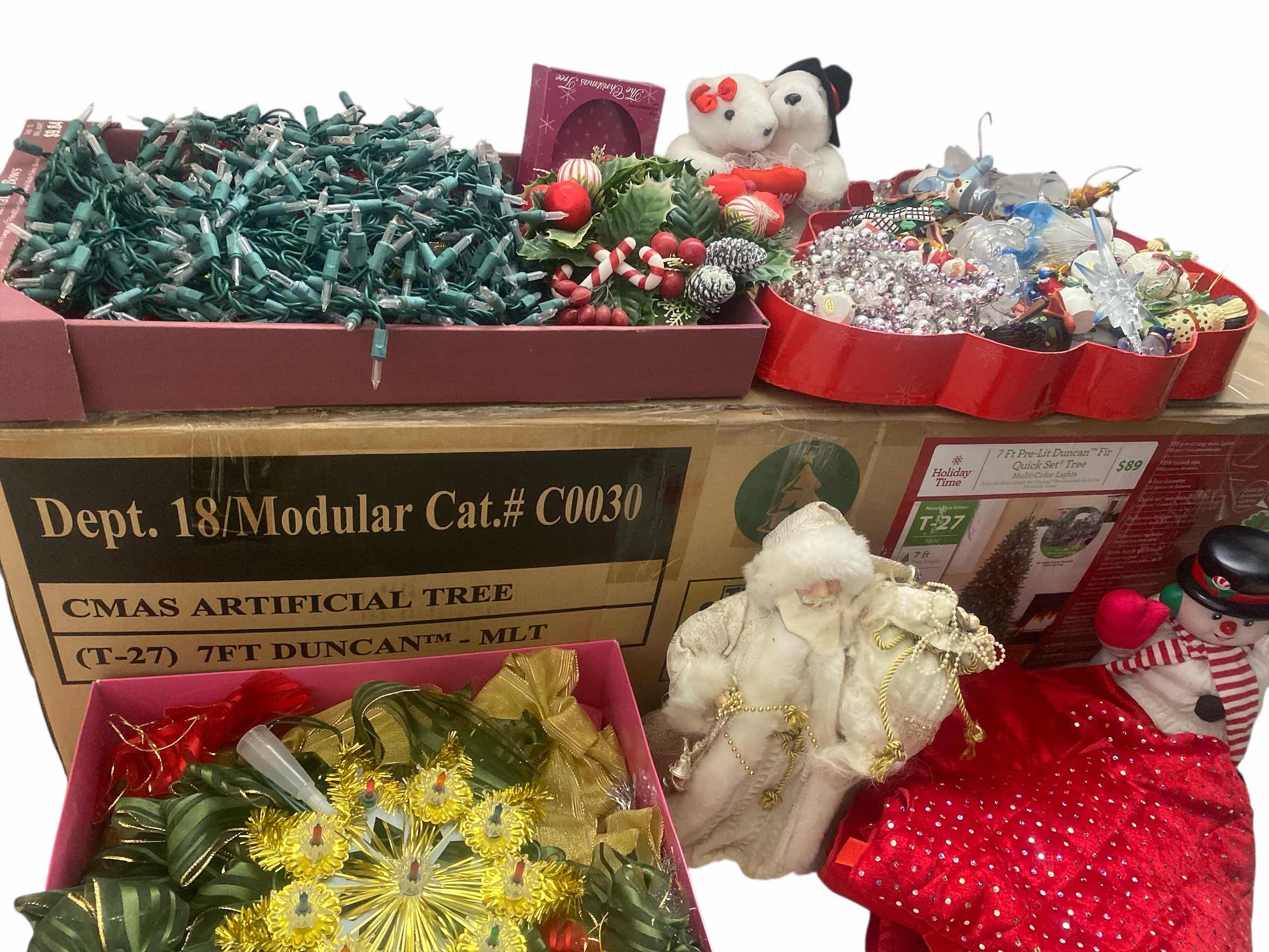 Photo 1 of 7’ Pre- ChriSTMAS TREE WITH ORNAMENTS & DECOR