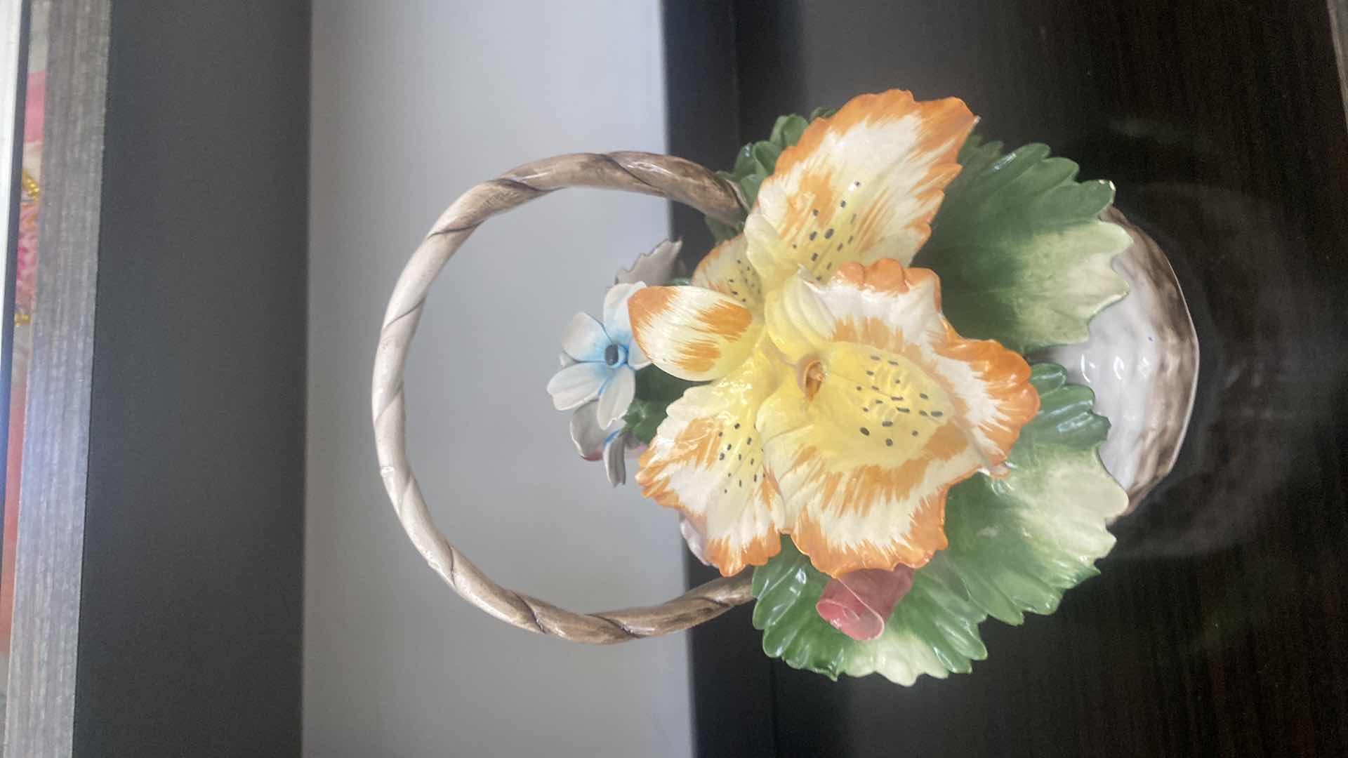 Photo 1 of CAPODIMONTE CERAMICS FLORAL BASKET 10” x 9”