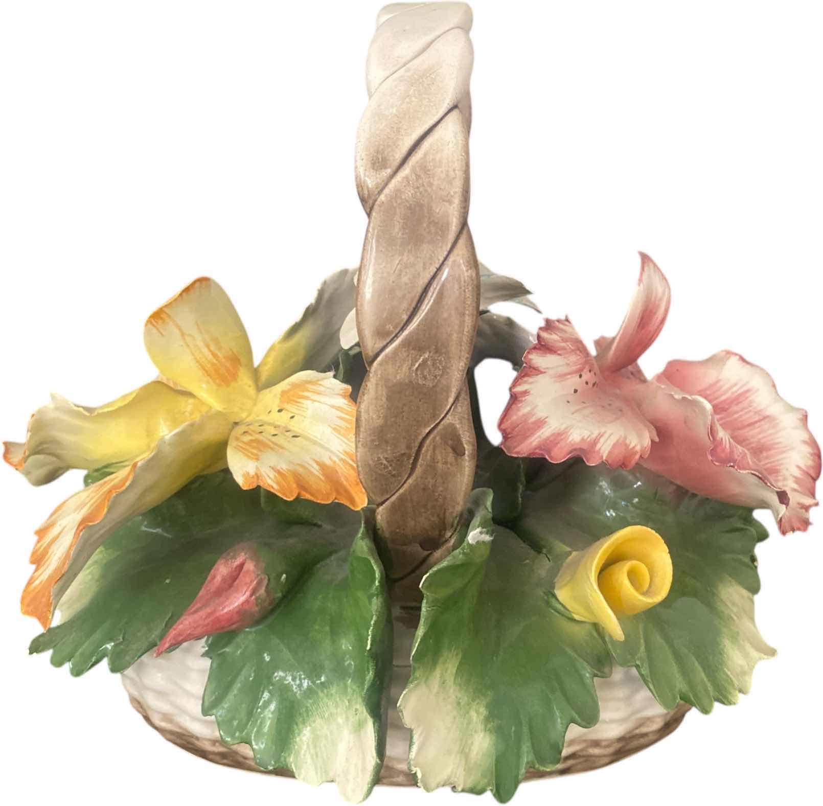 Photo 1 of CAPODIMONTE CERAMICS FLORAL BASKET 10” x 9”