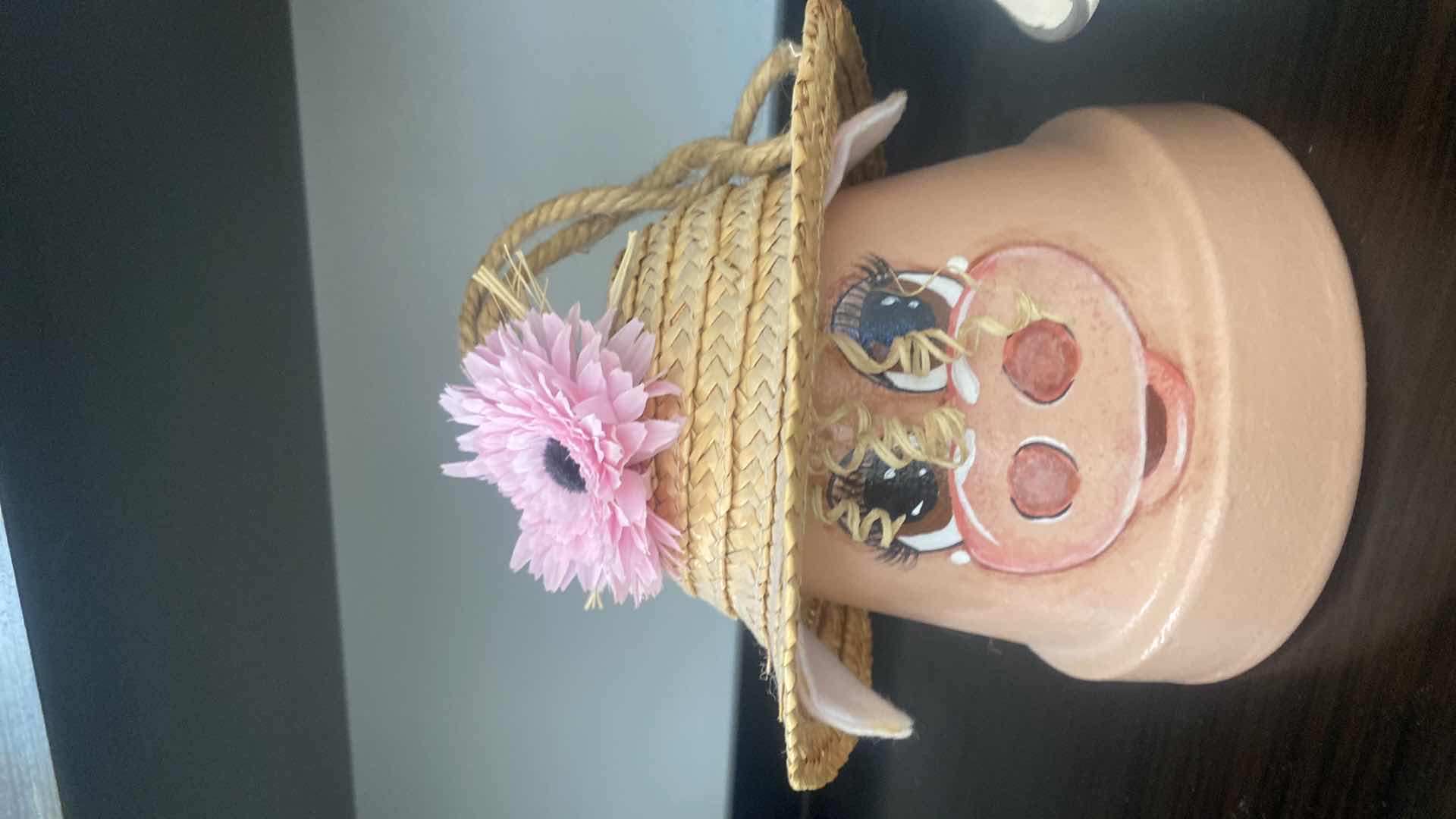 Photo 1 of BEIGE CLAY PIG & CLAY POT PIG WITH HAT BELL H8”