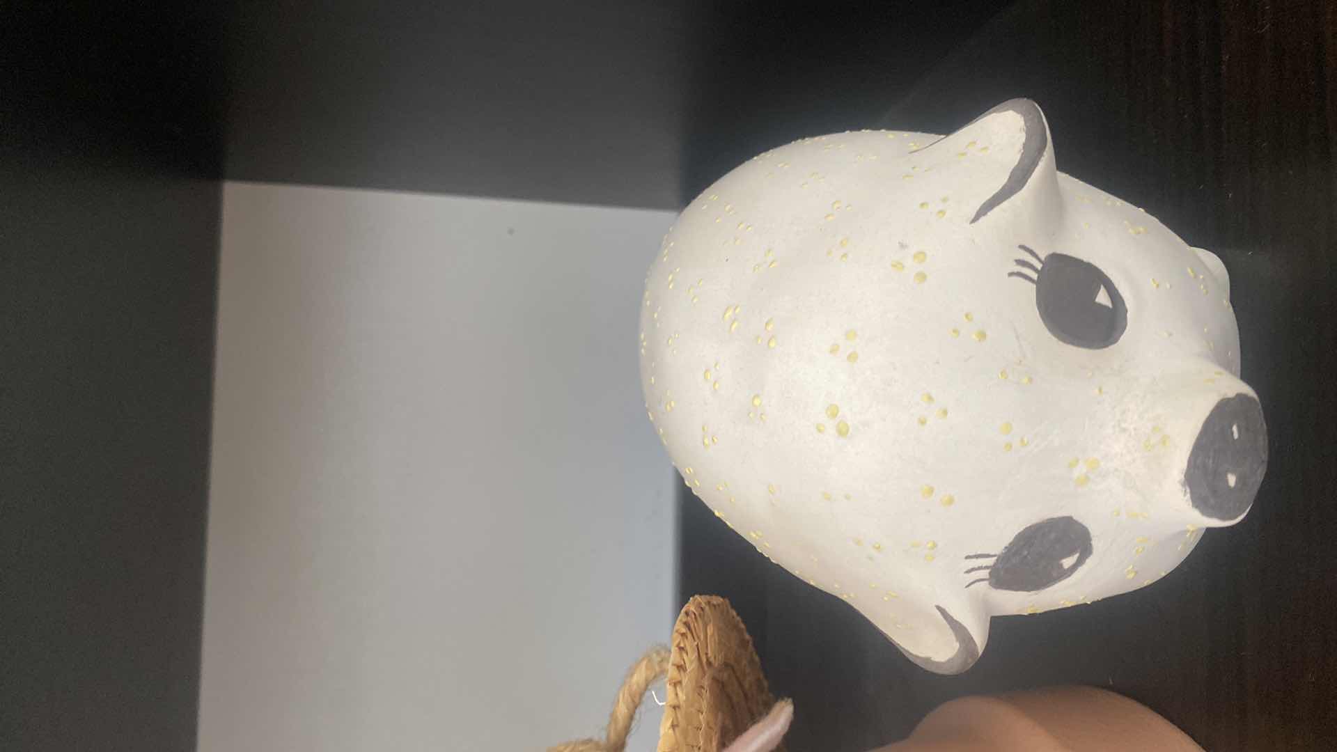 Photo 1 of BEIGE CLAY PIG & CLAY POT PIG WITH HAT BELL H8”