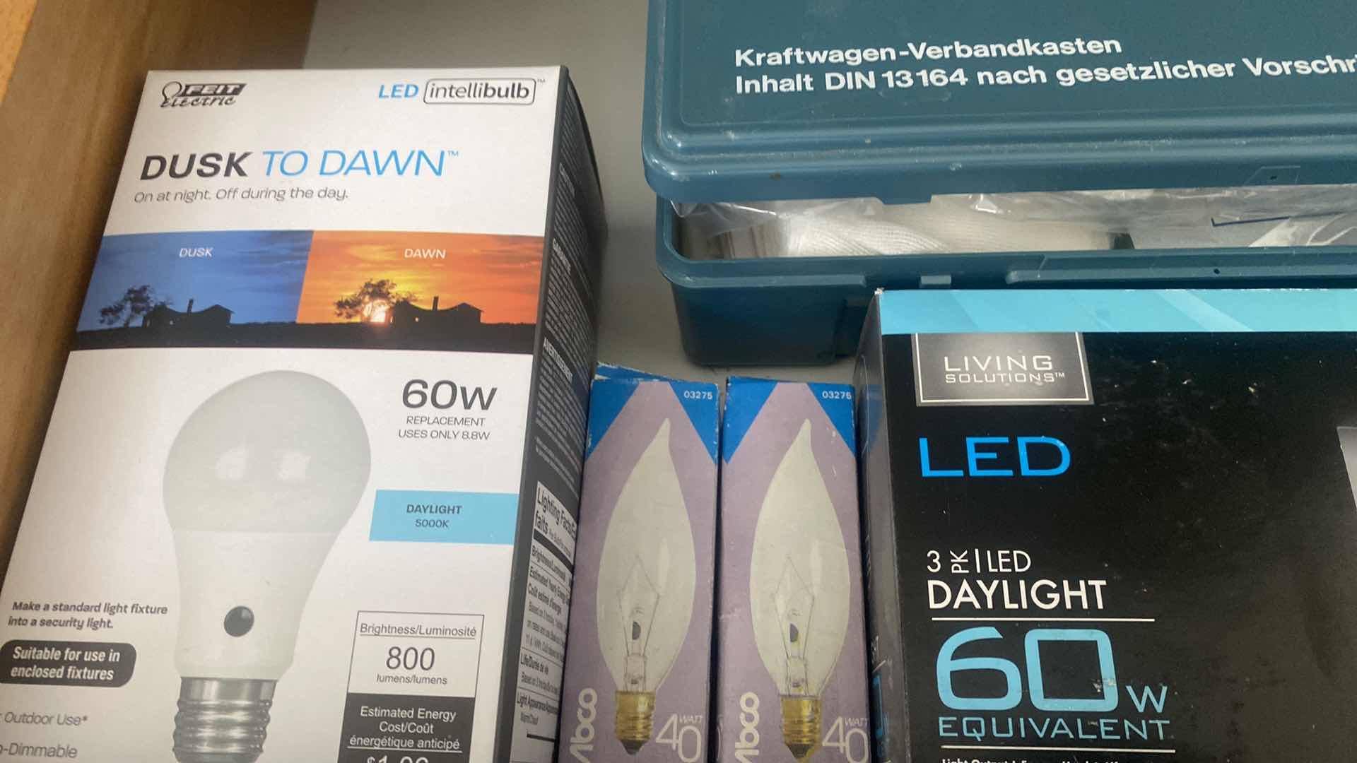 Photo 1 of CONTENTS OF DRAWER - BULBS DIGITAL TIRE INFLATOR FIRST AID KIT