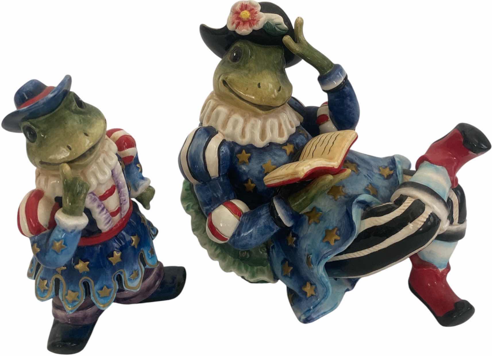 Photo 1 of PAIR OF CERAMIC FROGS LARGEST 8” x 6 1/2”