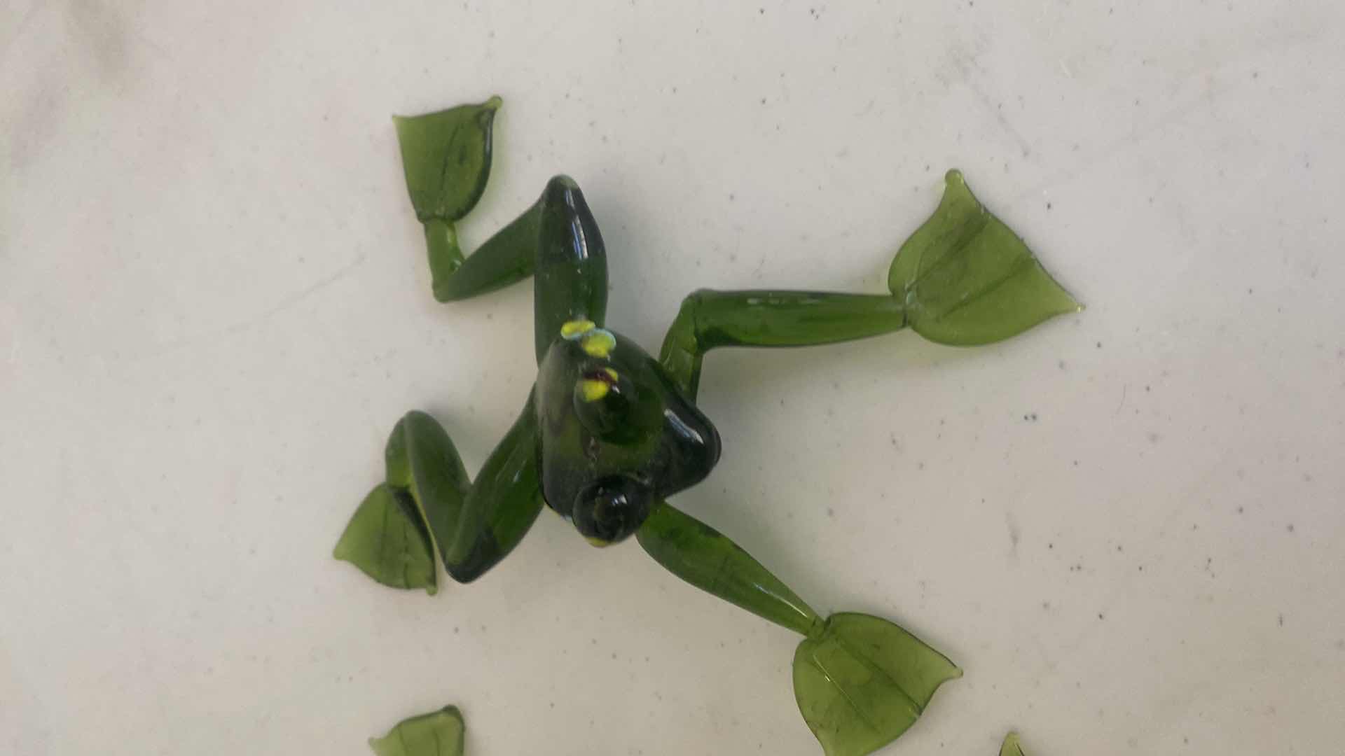 Photo 4 of 3 - GREEN GLASS FROGS LARGEST 6” x 5 1/2”