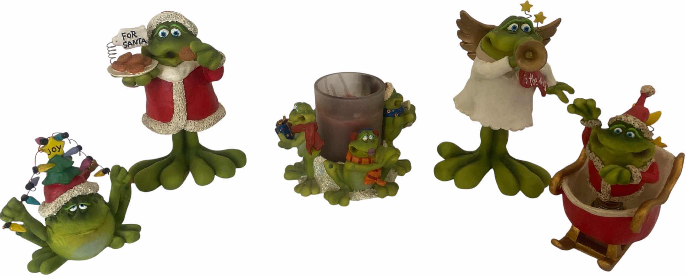 Photo 1 of 6 - CHRISTMAS HEAVY RESIN FROGS LARGEST H5”