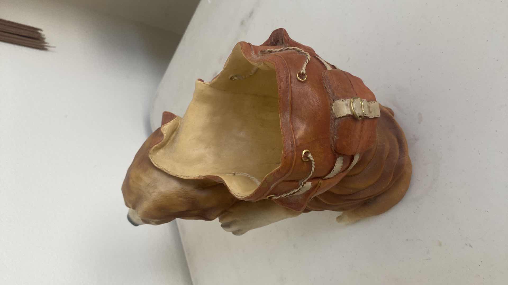 Photo 4 of RESIN DOG WITH BASKET FIGURINE 10” x 8”