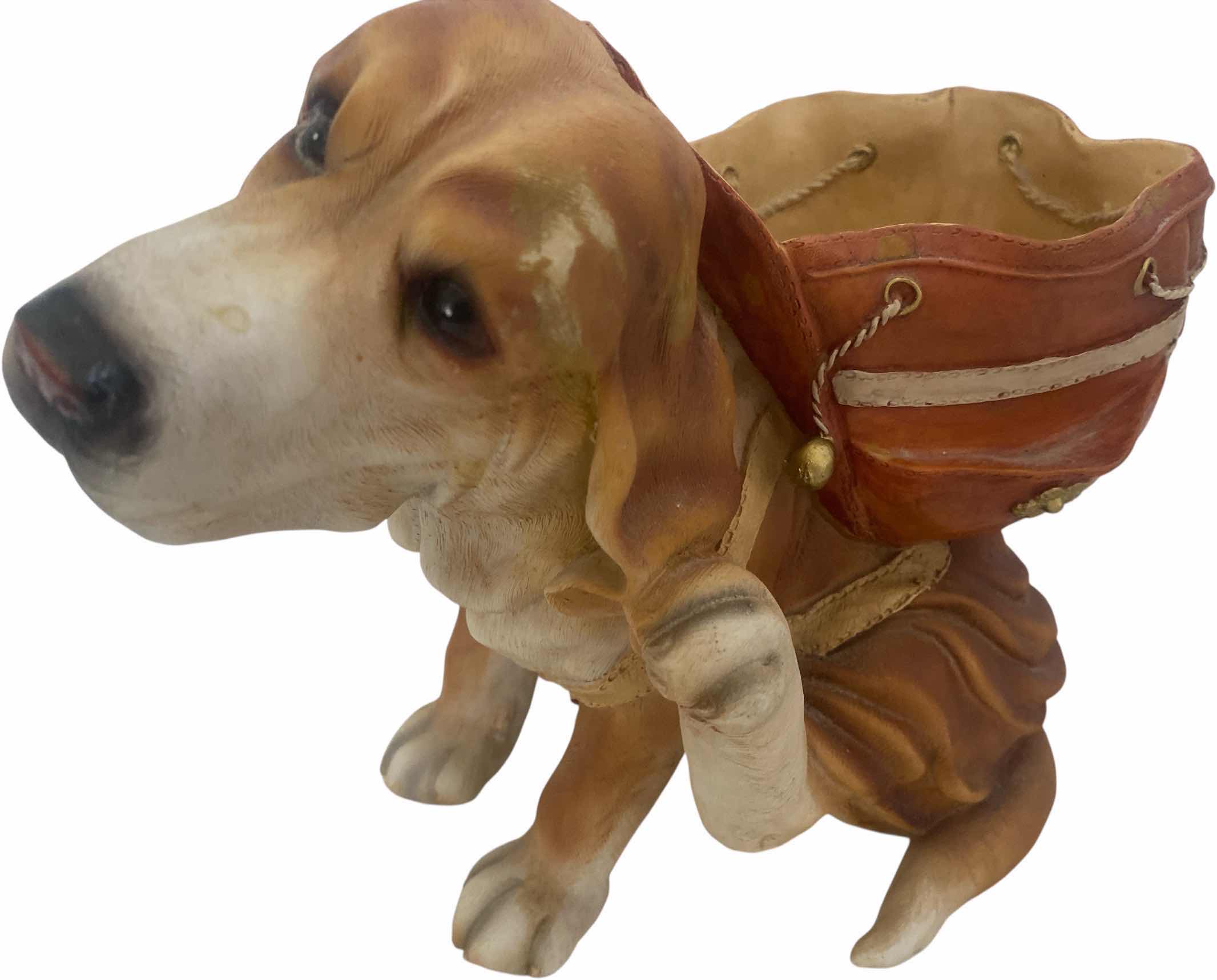 Photo 1 of RESIN DOG WITH BASKET FIGURINE 10” x 8”