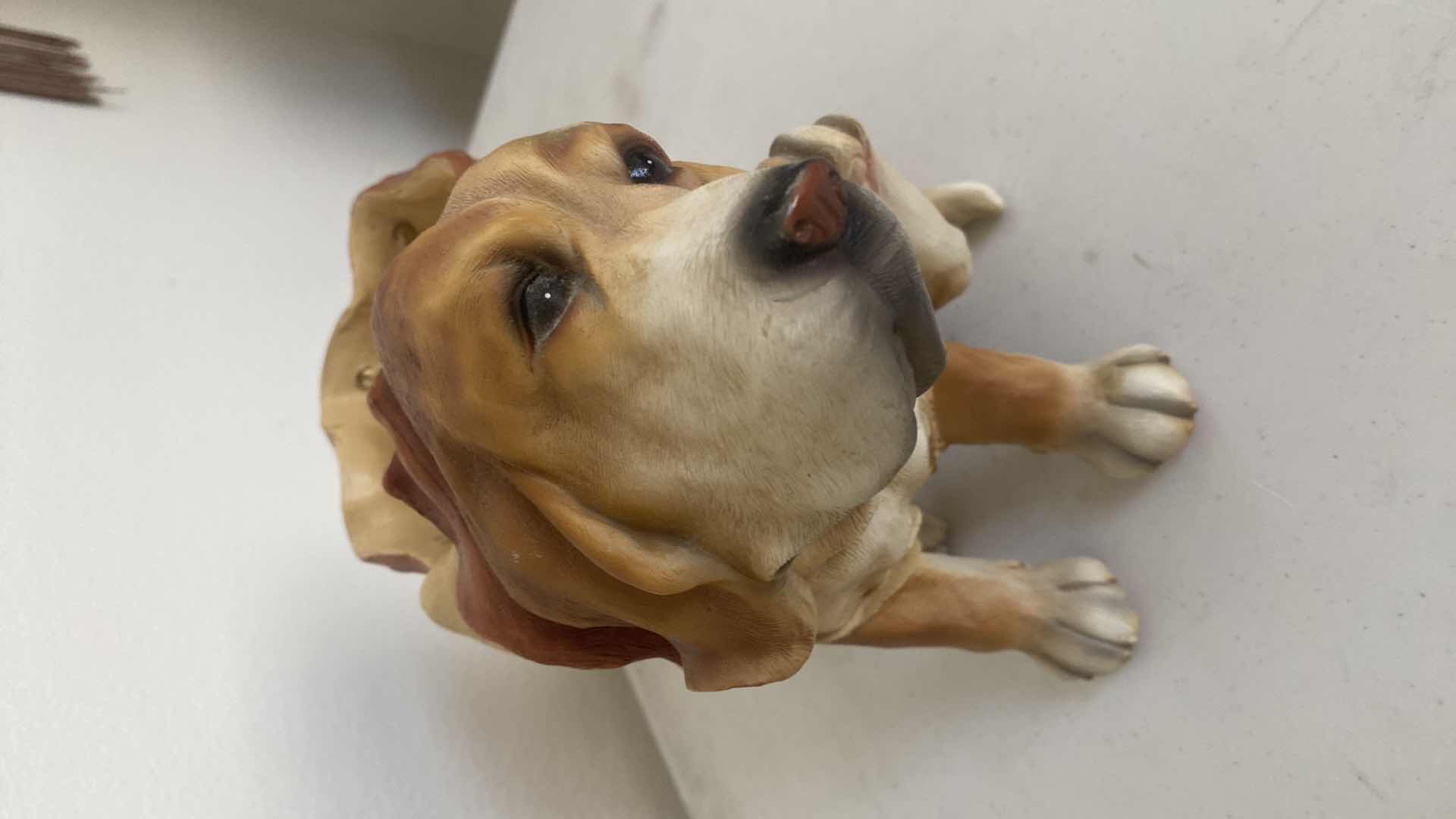 Photo 2 of RESIN DOG WITH BASKET FIGURINE 10” x 8”