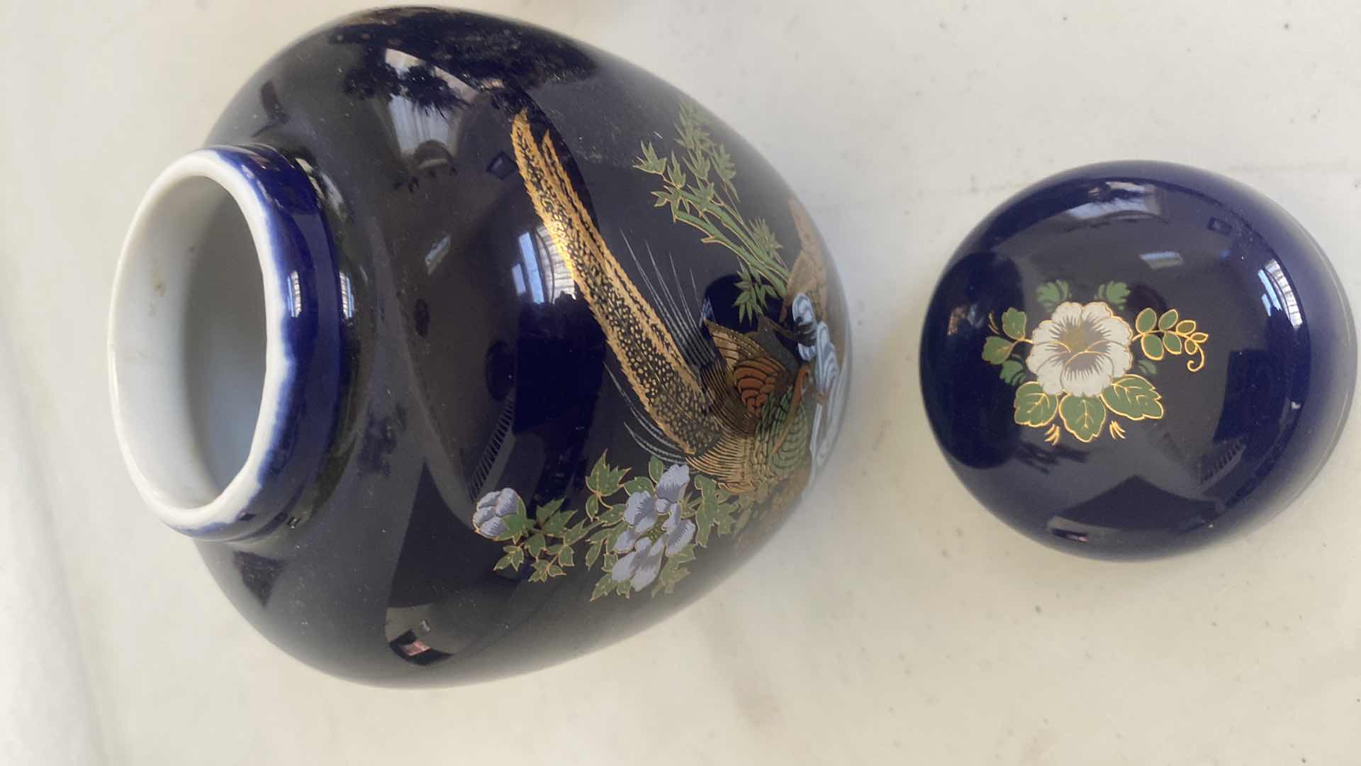 Photo 1 of CERAMIC GINGER JAR & BOWL 7” x 5”