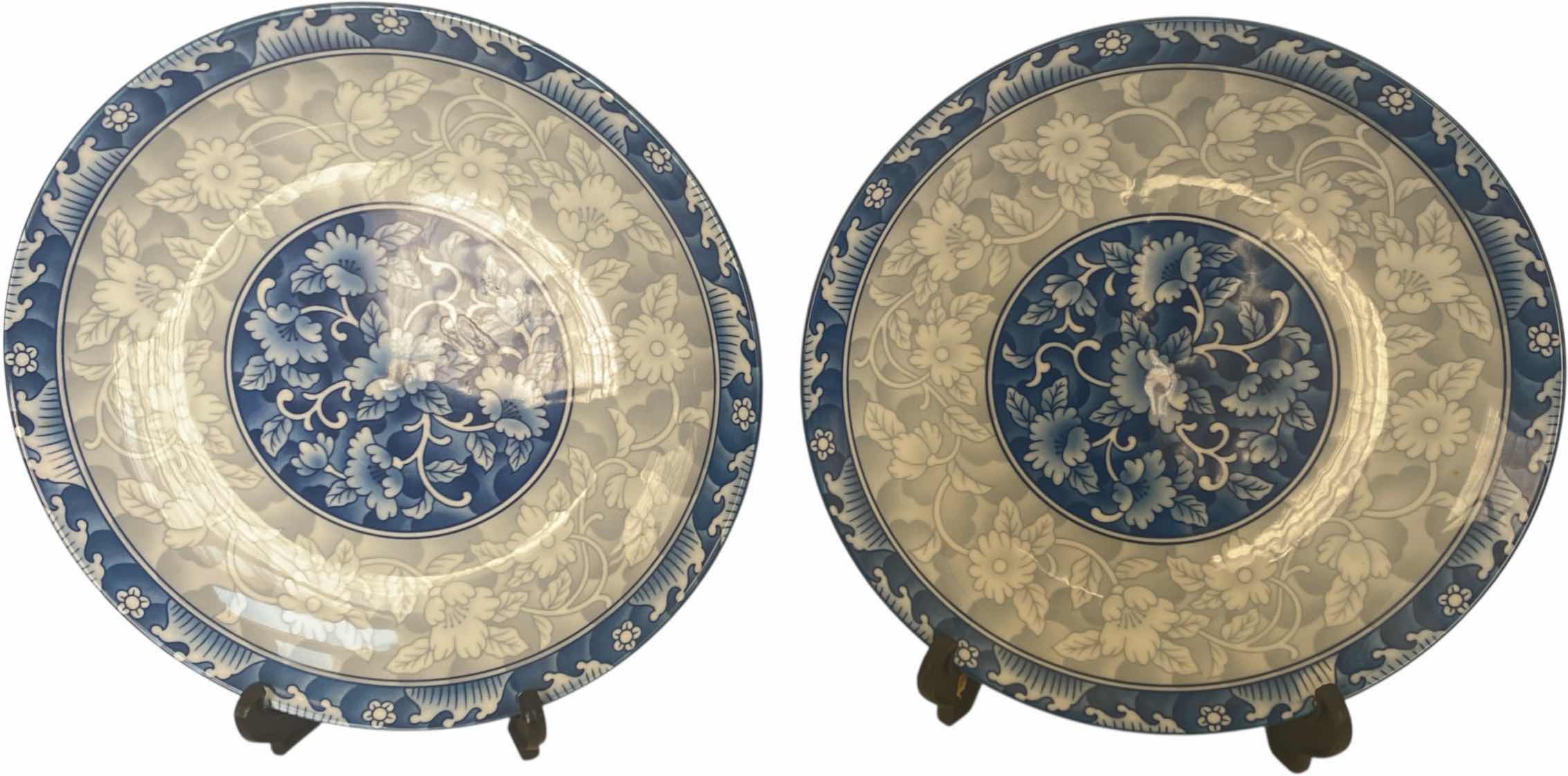 Photo 1 of 2 - BLUE & WHITE PORCELAIN 13 1/2”PLATTERS MADE IN KOREA