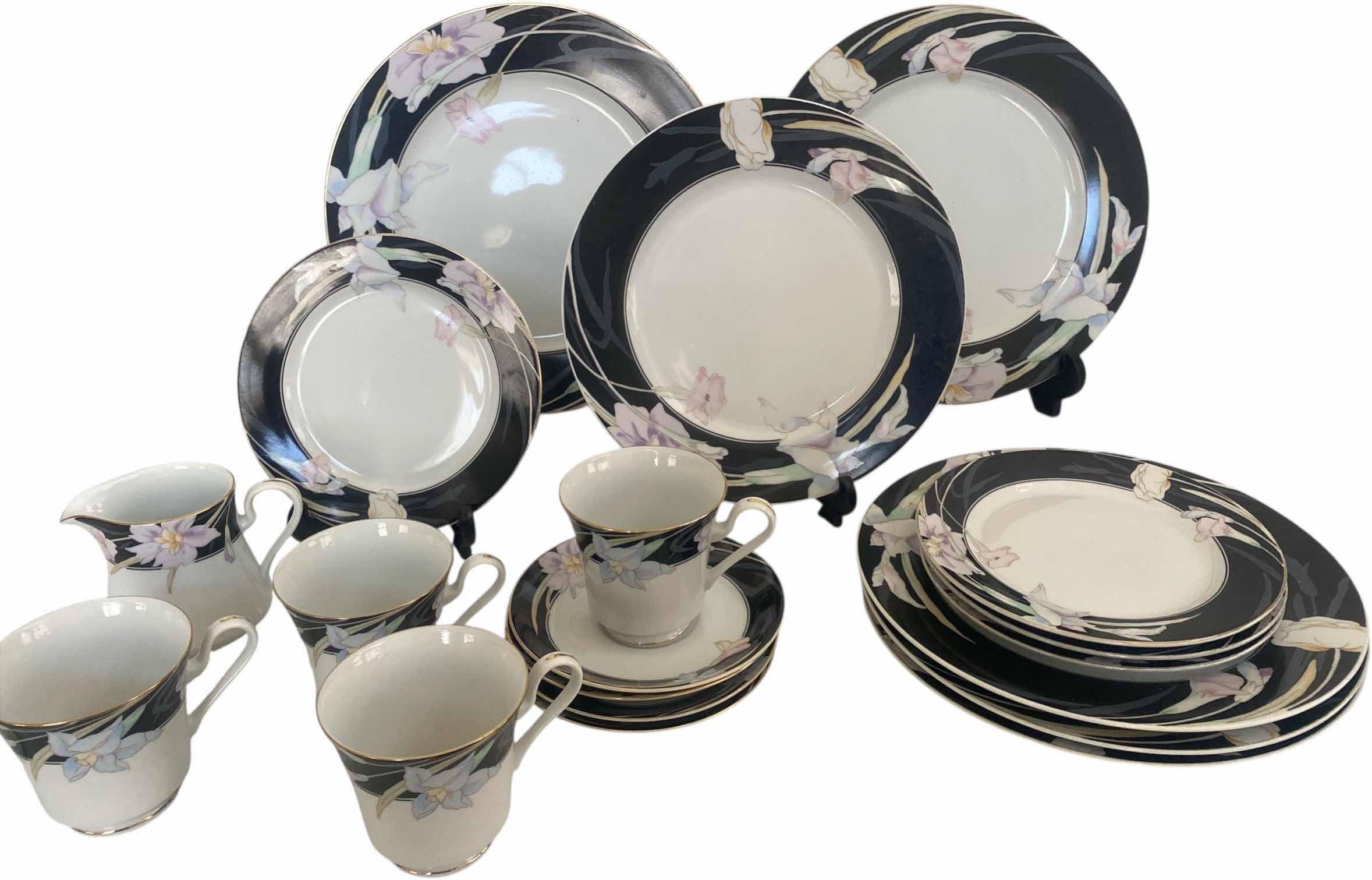 Photo 1 of 19 - PIECES MIKASA CARISMA CHINA MADE IN JAPAN - 2 12” PLATTERS 4 DINNER, SALAD, TEA CUPS W/ SAUCERS & 1 CREAMER