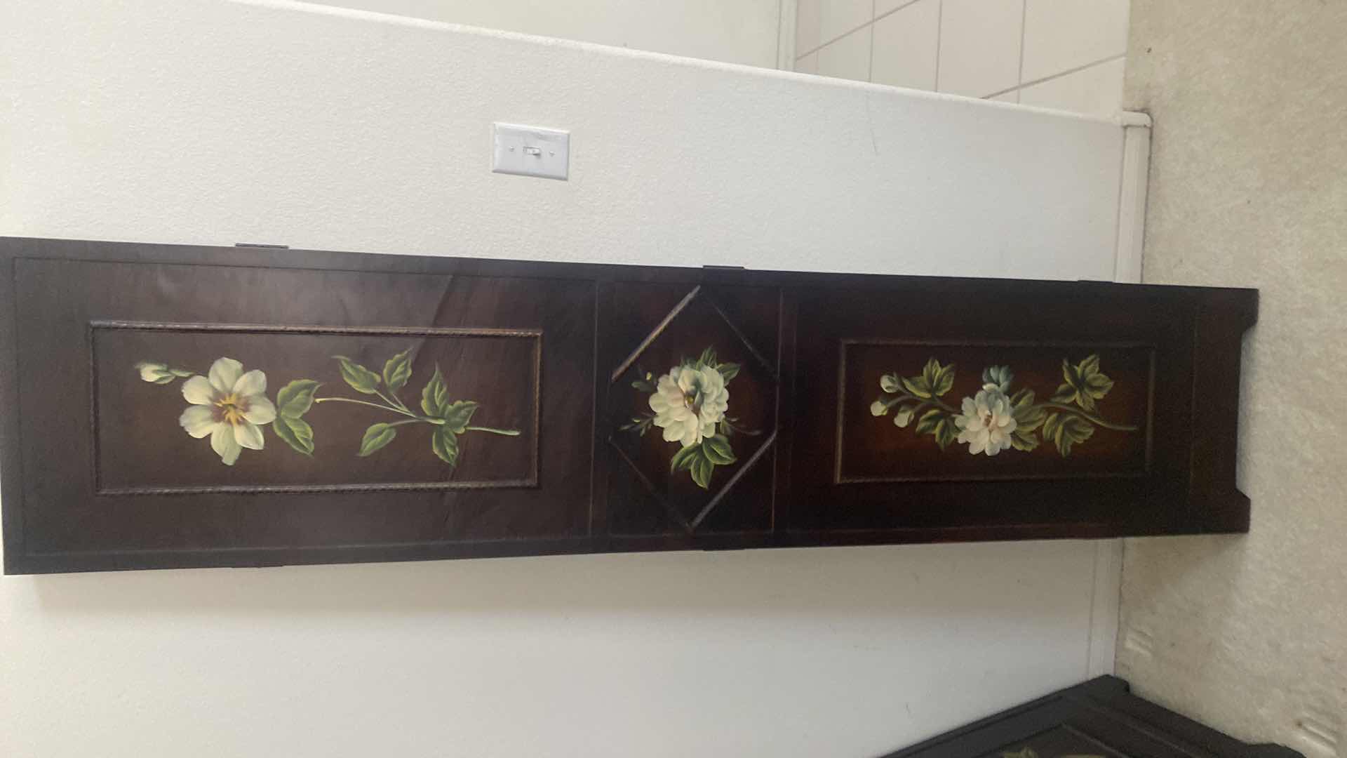 Photo 1 of 4 PANEL WOOD W/FLORALS ROOM DIVIDER EACH PANEL 16” X 71” - 2 AVAILABLE EACH SOLD SEPARATELY