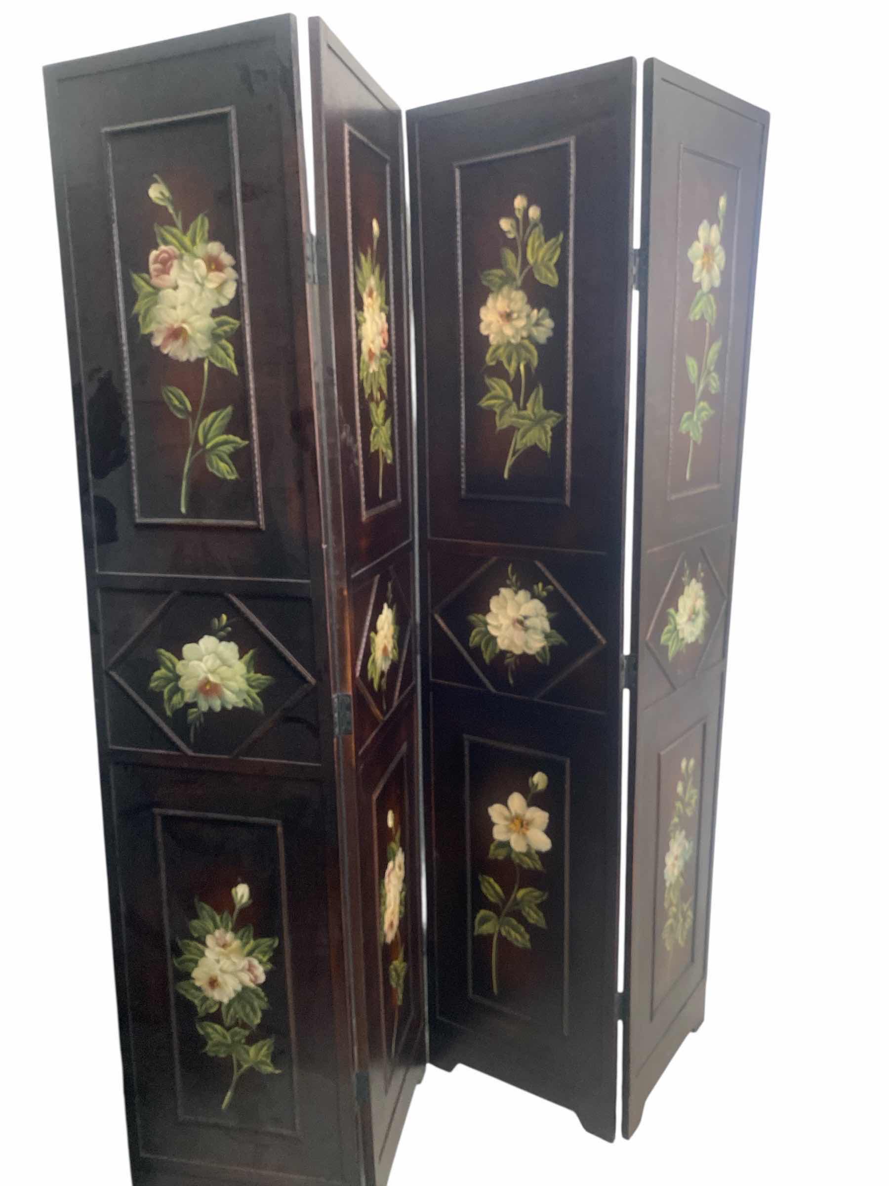 Photo 1 of 4 PANEL WOOD W/FLORALS ROOM DIVIDER EACH PANEL 16” X 71” - 2 AVAILABLE EACH SOLD SEPARATELY