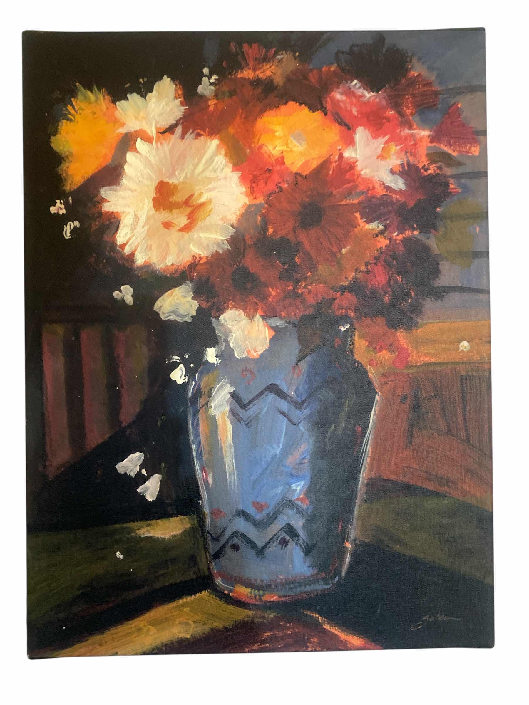 Photo 1 of FLORAL PRINT ON CANVAS SIGNED ARTWORK 18” x 24”