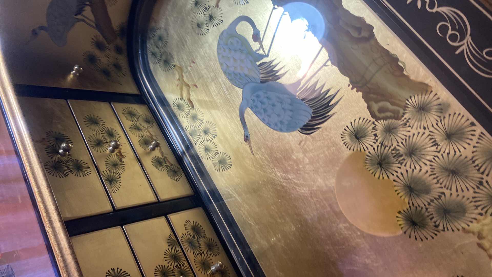 Photo 1 of GOLD LEAF CRANE HARPSICHORD STYLE DESK & CHAIR 46” x 26” H40”