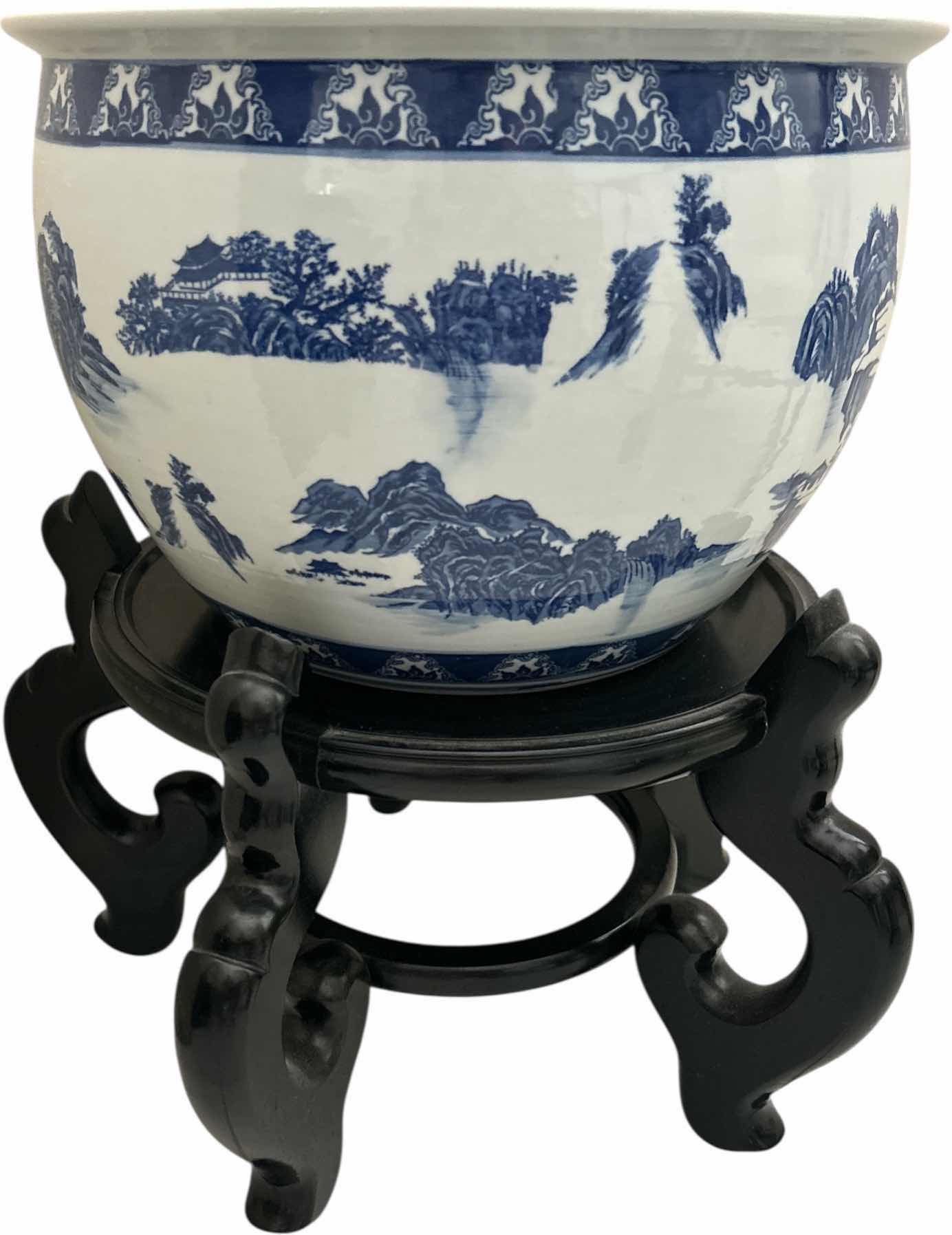 Photo 1 of ASIAN FISH BOWL 17” x H12” AND WOOD STAND