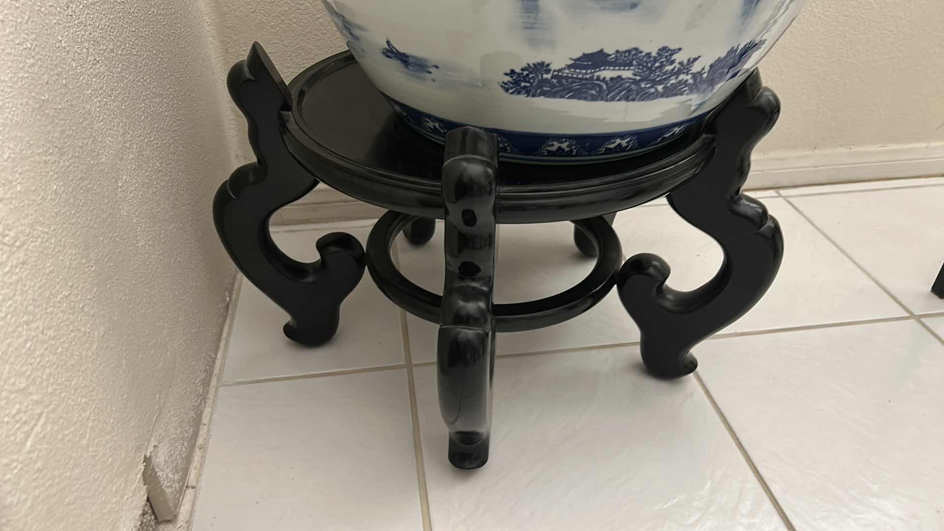 Photo 1 of ASIAN FISH BOWL 17” x H12” AND WOOD STAND