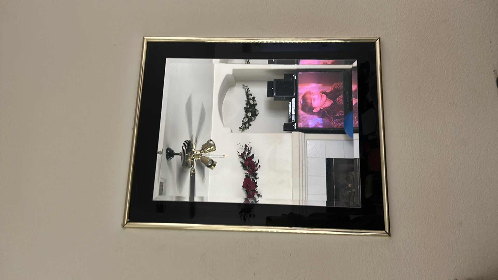Photo 2 of GOLD FRAMED BLACK AND GOLD BEVELED MIRROR  ARTWORK 2’ x 3’