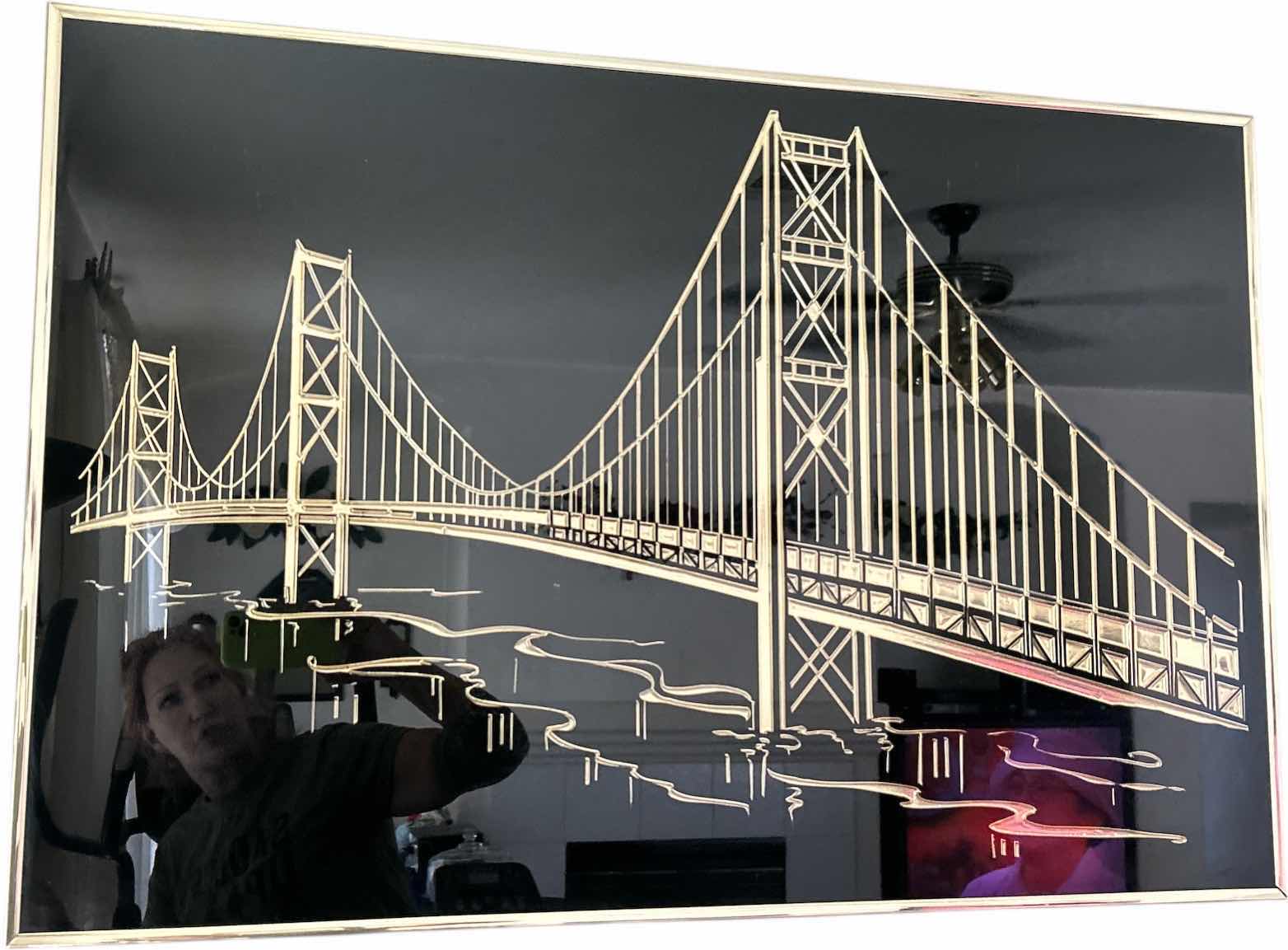 Photo 1 of GOLD FRAMED BLACK AND GOLD BRIDGE ARTWORK 3’ x 2’