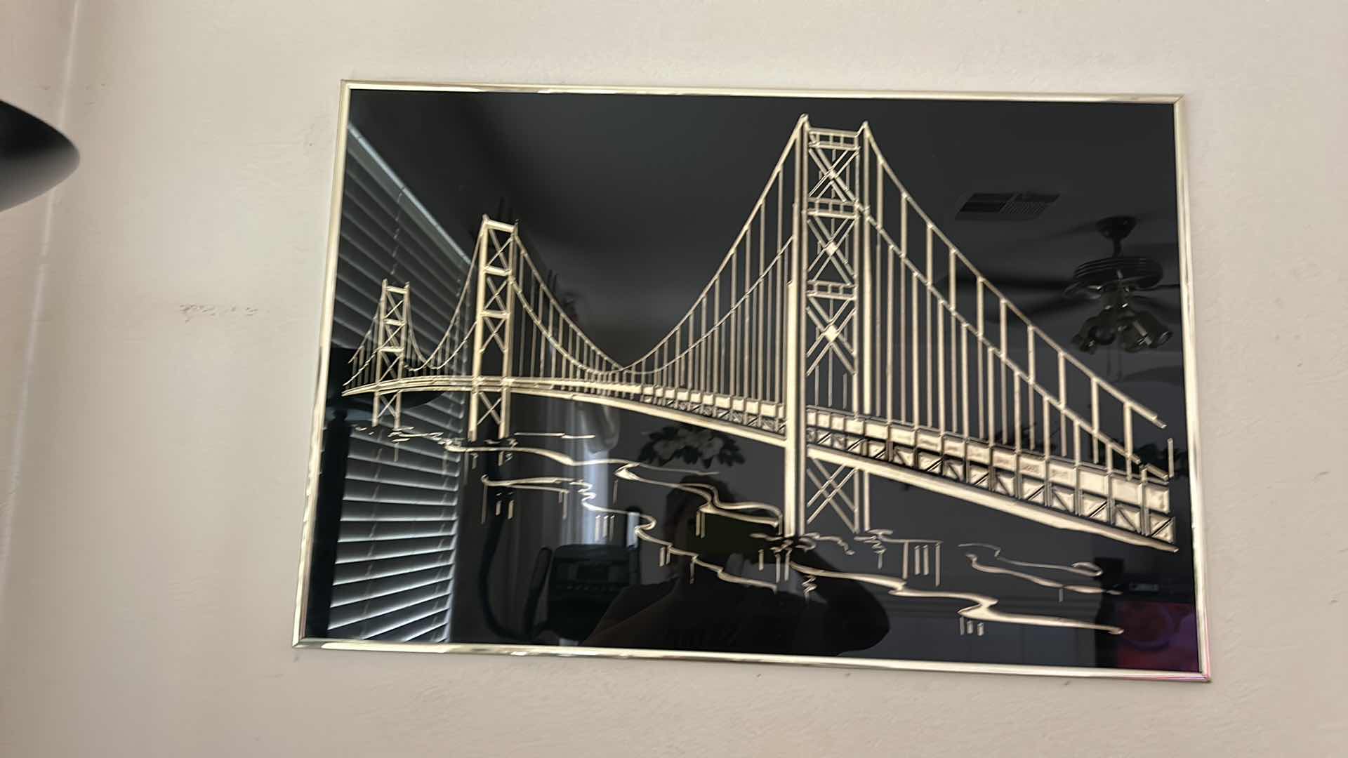 Photo 2 of GOLD FRAMED BLACK AND GOLD BRIDGE ARTWORK 3’ x 2’