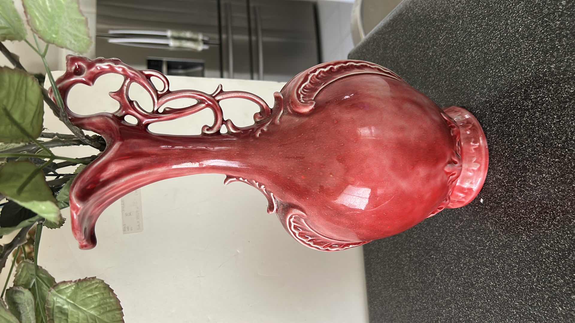 Photo 5 of CERAMIC VASES H 14” WITH PORCELAIN FLOWERS