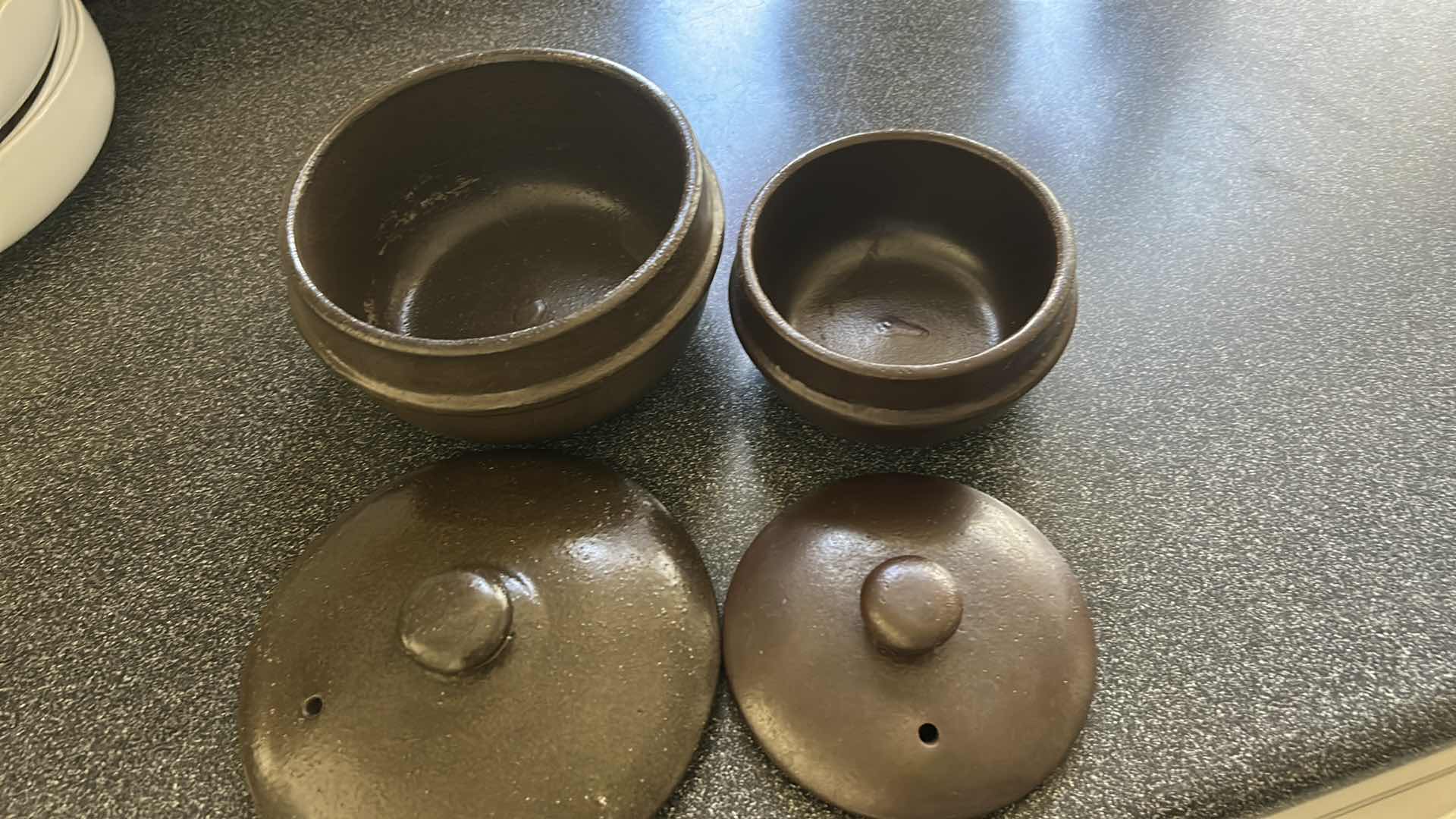 Photo 1 of HEAVY POTTERY SOUP BOWLS (LARGEST 7” x H5”