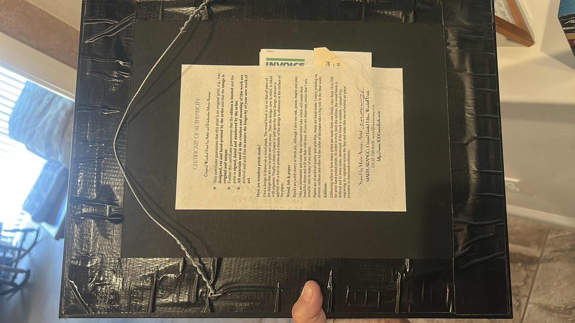 Photo 6 of FRAMED NUMBERED 2/20 SIGNED MARIA ARANGO,ORIGINAL LIMITED EDITION “DESERT ROOSTER”WOODCUT PRINT ROADRUNNER ARTWORK WITH COA 13“ x H16“