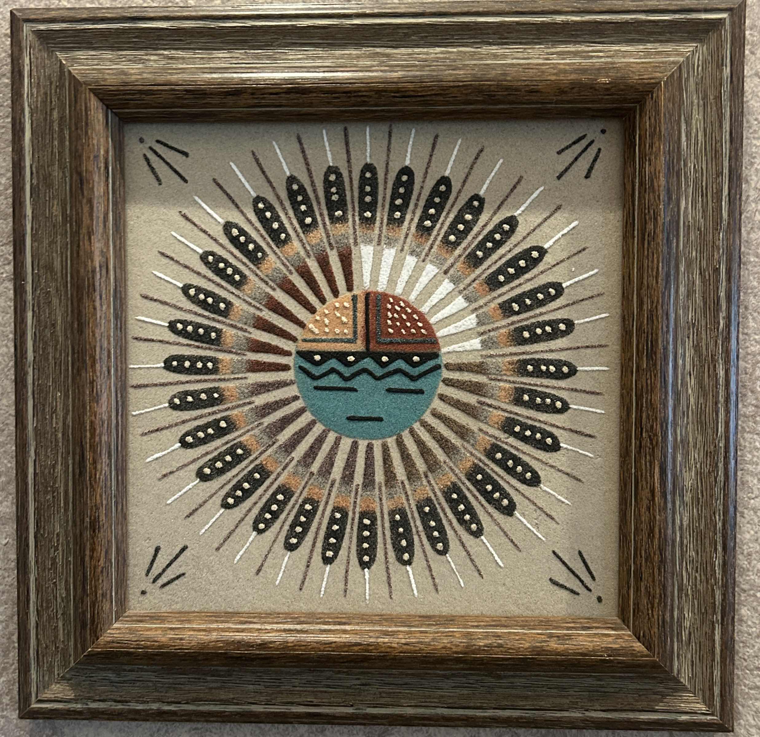 Photo 1 of FRAMED NAVAJO SAND PAINTING ARTWORK  11.25” x 11.25”