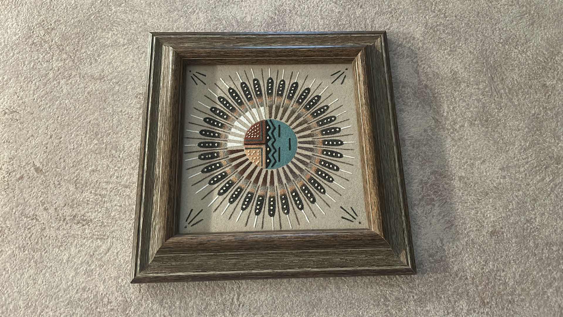 Photo 1 of FRAMED NAVAJO SAND PAINTING ARTWORK  11.25” x 11.25”