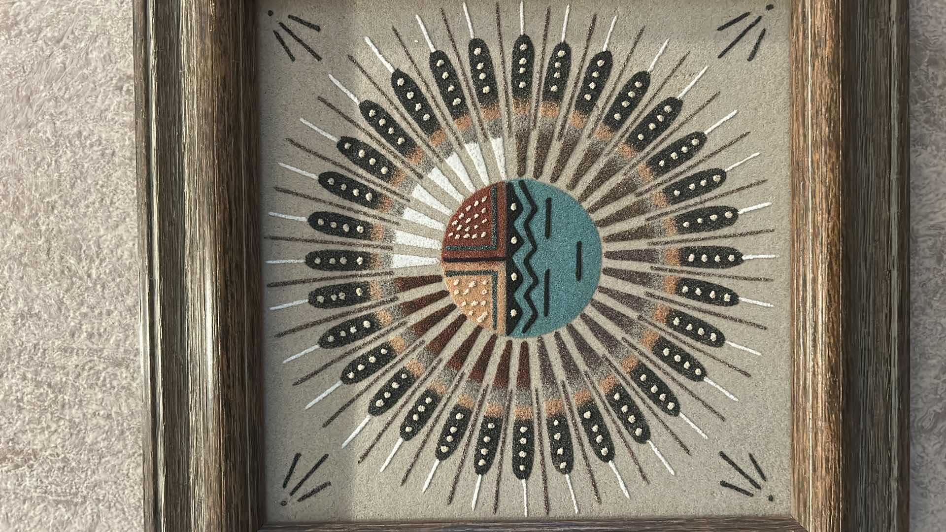 Photo 1 of FRAMED NAVAJO SAND PAINTING ARTWORK  11.25” x 11.25”