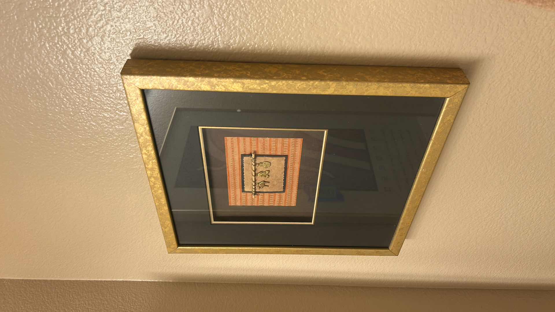 Photo 1 of FRAMED SHADOW BOX WITH HAND MADE EGYPTIAN CHARMS ON JAPANESE PAPER ARTWORK 14” x H13”