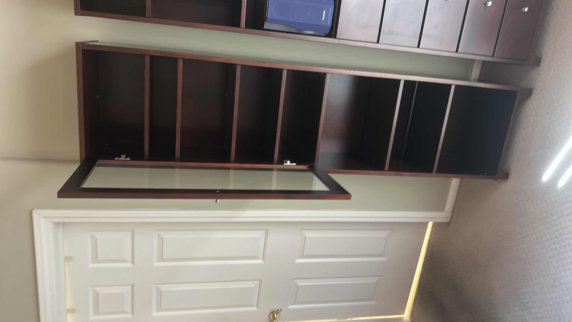 View 3 of 6’ WOOD BOOKSHELF / CURIO CABINET 17” x 11 1/2” x H6’