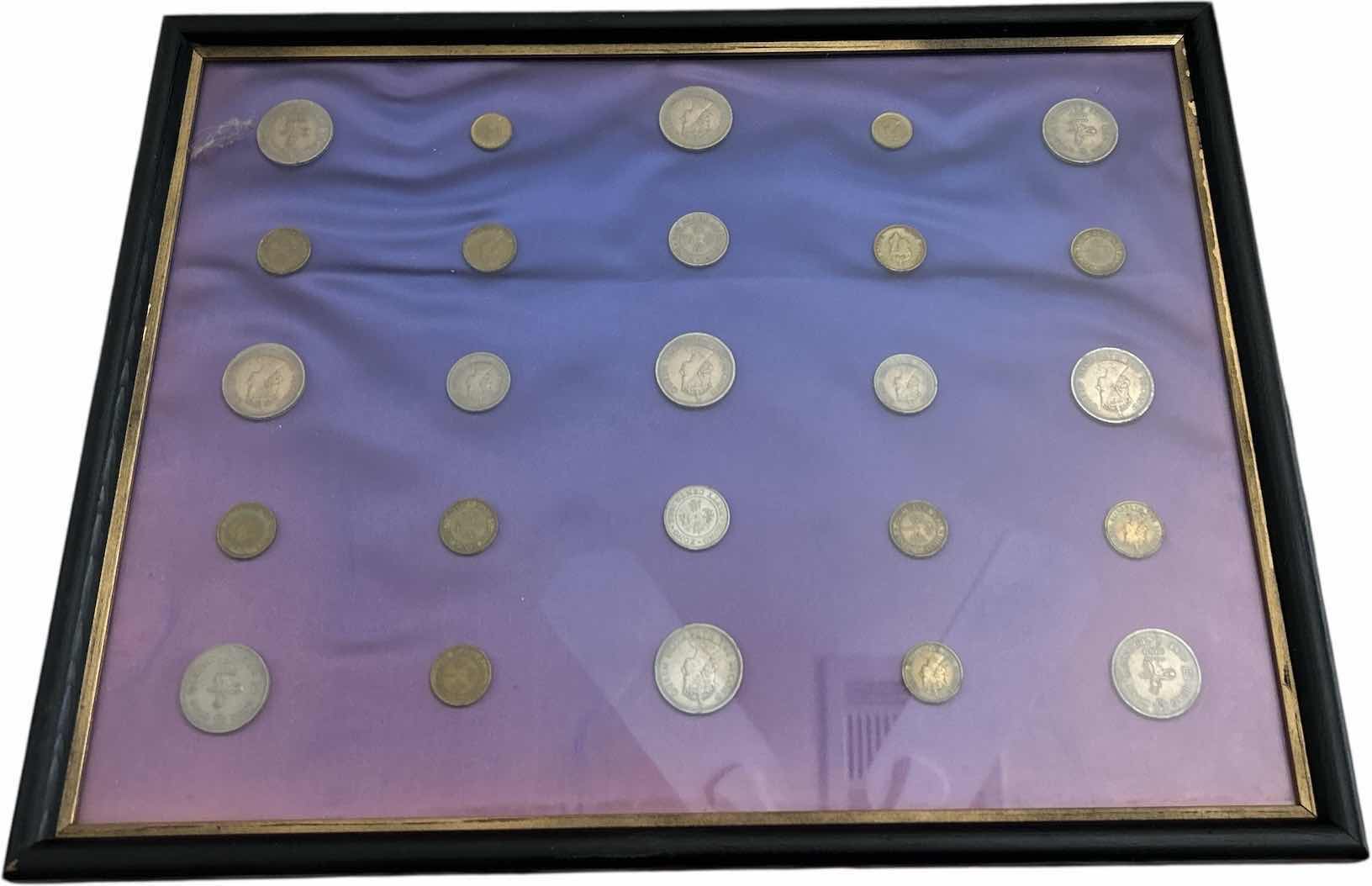 Photo 1 of FRAMED MONEY COLLECTION - COINS 17”x H13”