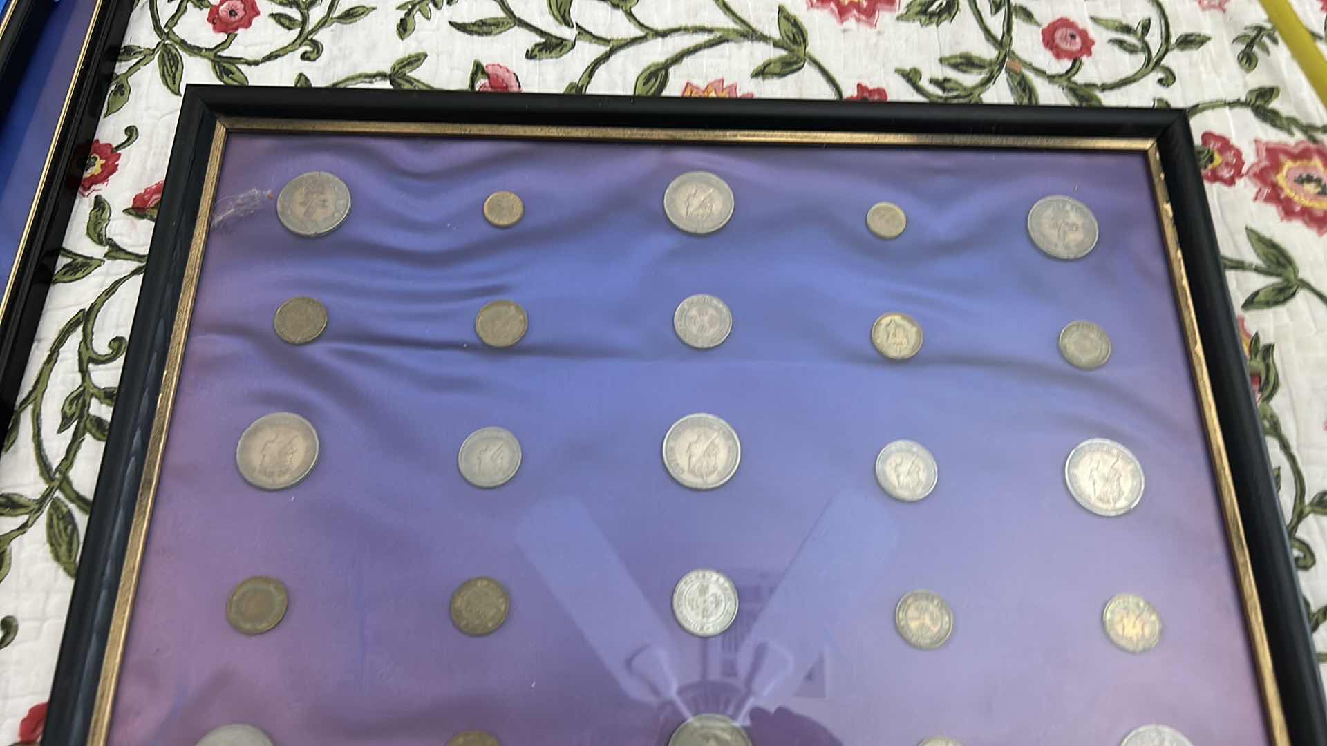 Photo 1 of FRAMED MONEY COLLECTION - COINS 17”x H13”