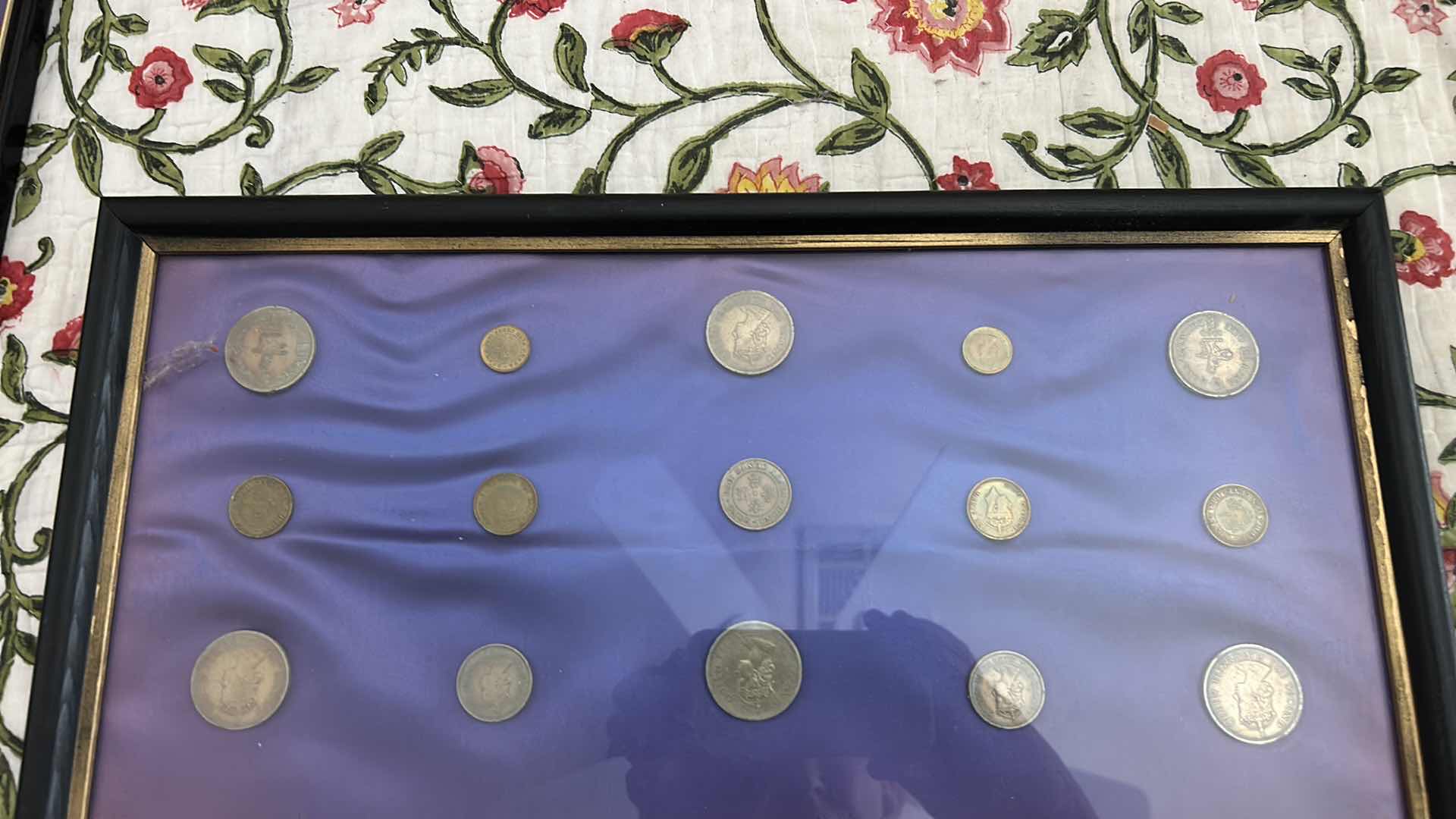 Photo 4 of FRAMED MONEY COLLECTION - COINS 17”x H13”